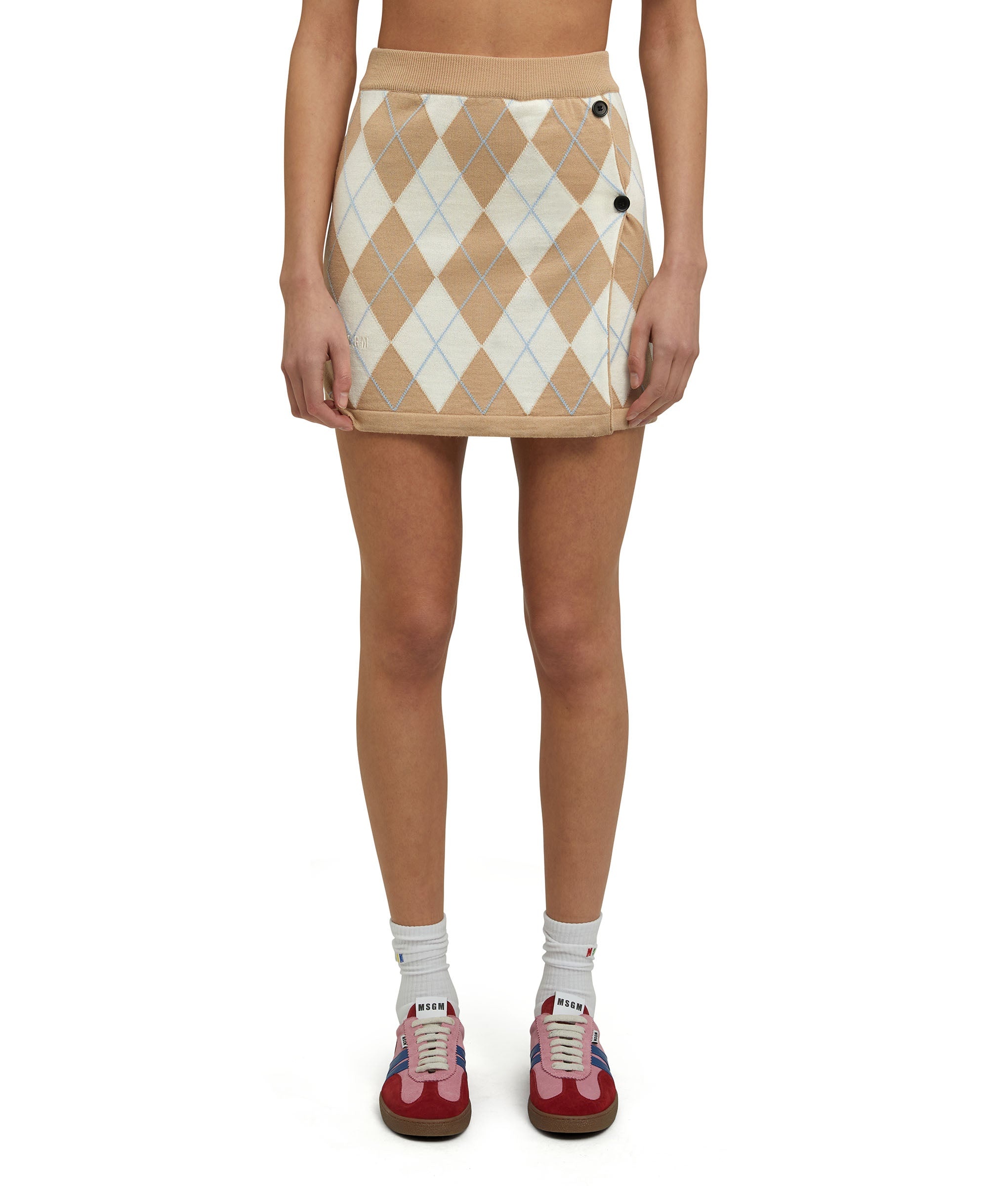 Virgin wool mini skirt with "Argyle" motif - 2