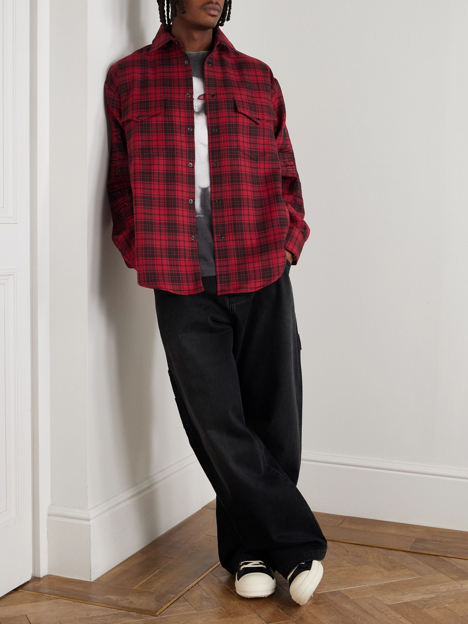 Hip-Hop Straight-Leg Jeans Black - 2