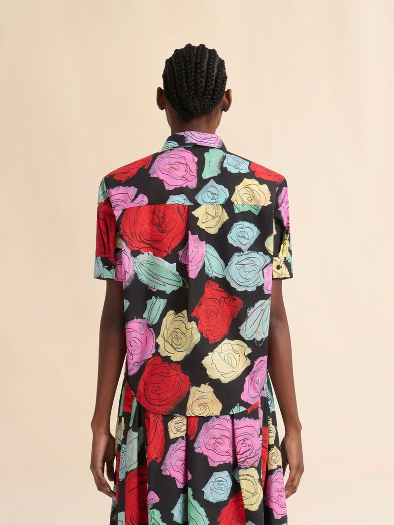 BLACK POPLIN SHORT-SLEEVE SHIRT WITH ORION PRINT 3