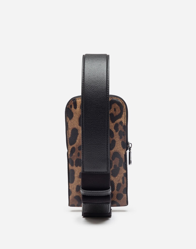 Smartphone holder in dauphine calfskin with leopard print - 3