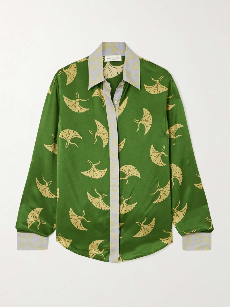 Printed silk-blend satin shirt - 1