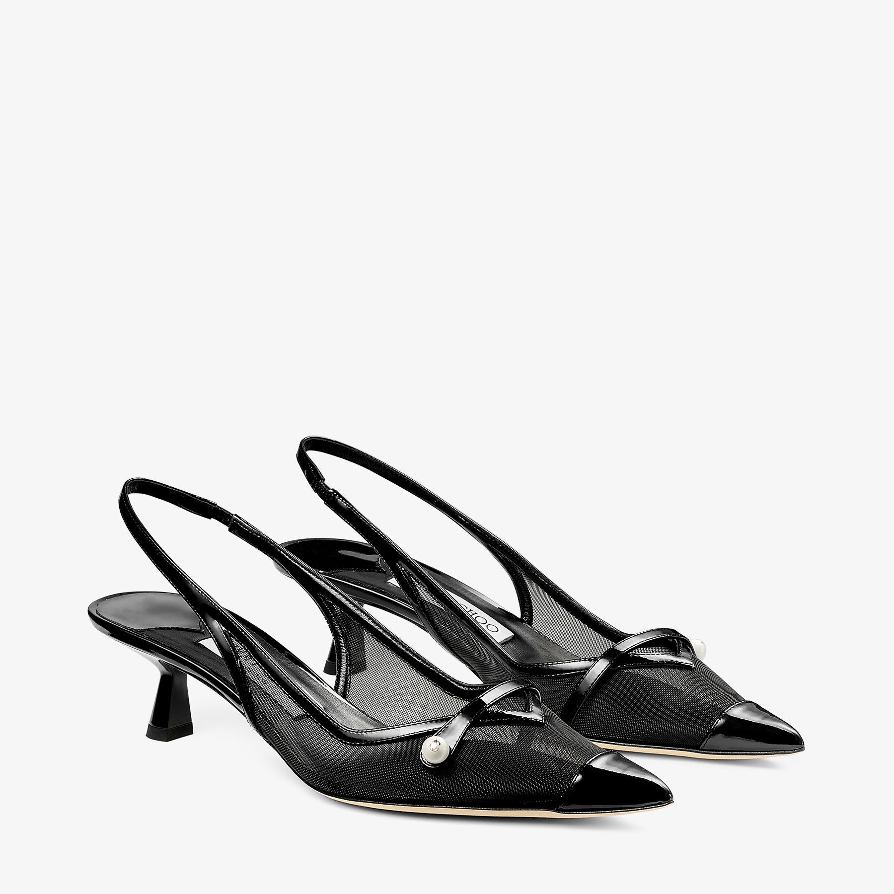 Amita 45
Black Patent Leather and Mesh Slingbacks - 2