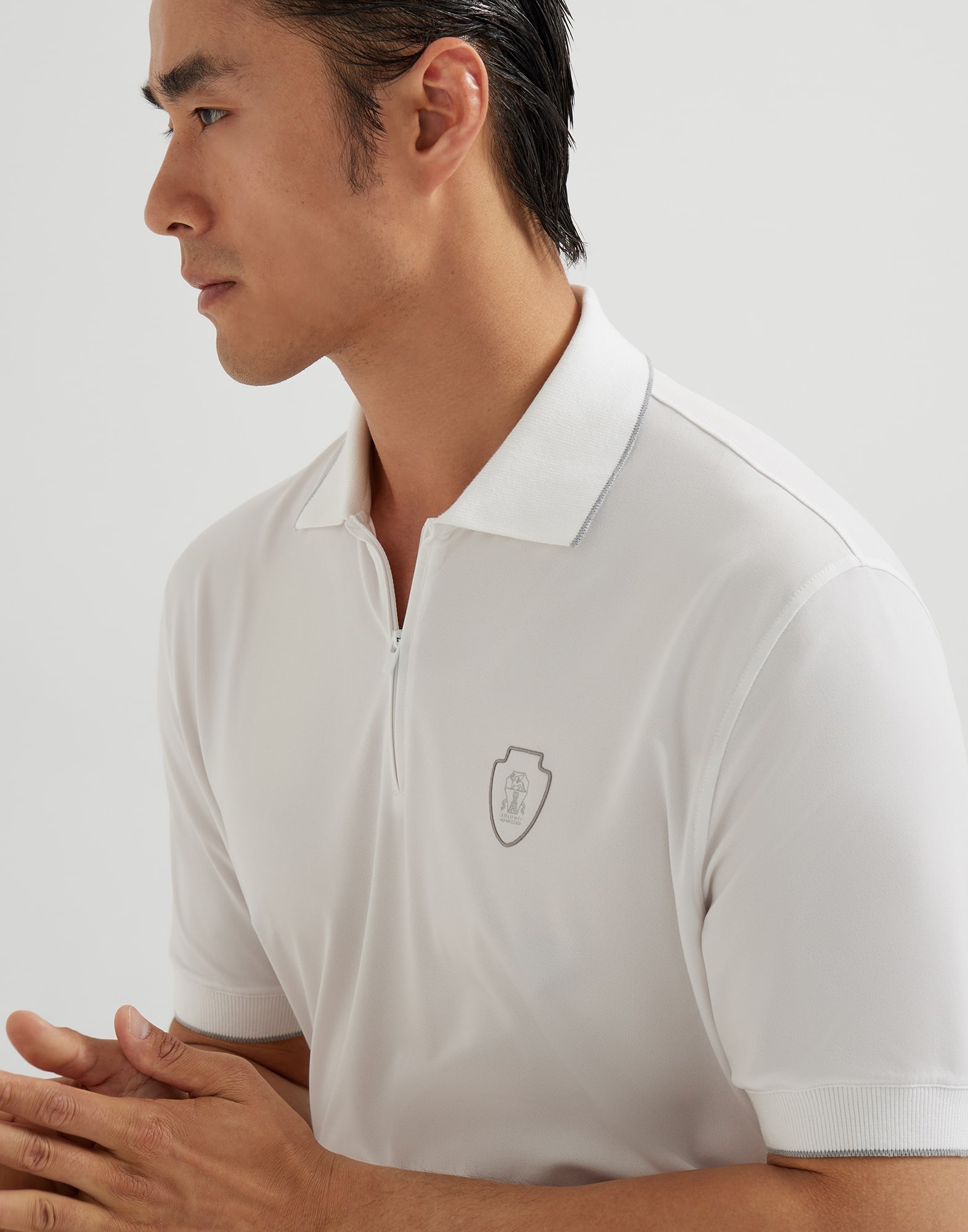 Techno piqué polo shirt with half zip - 3
