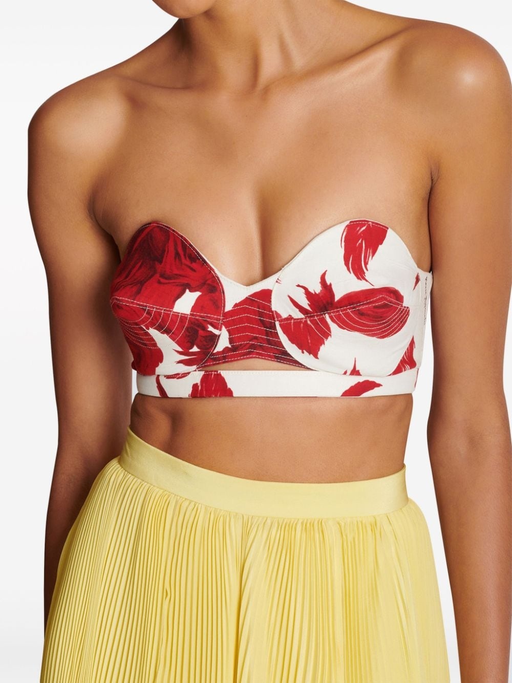 rose-print bustier crop top - 5