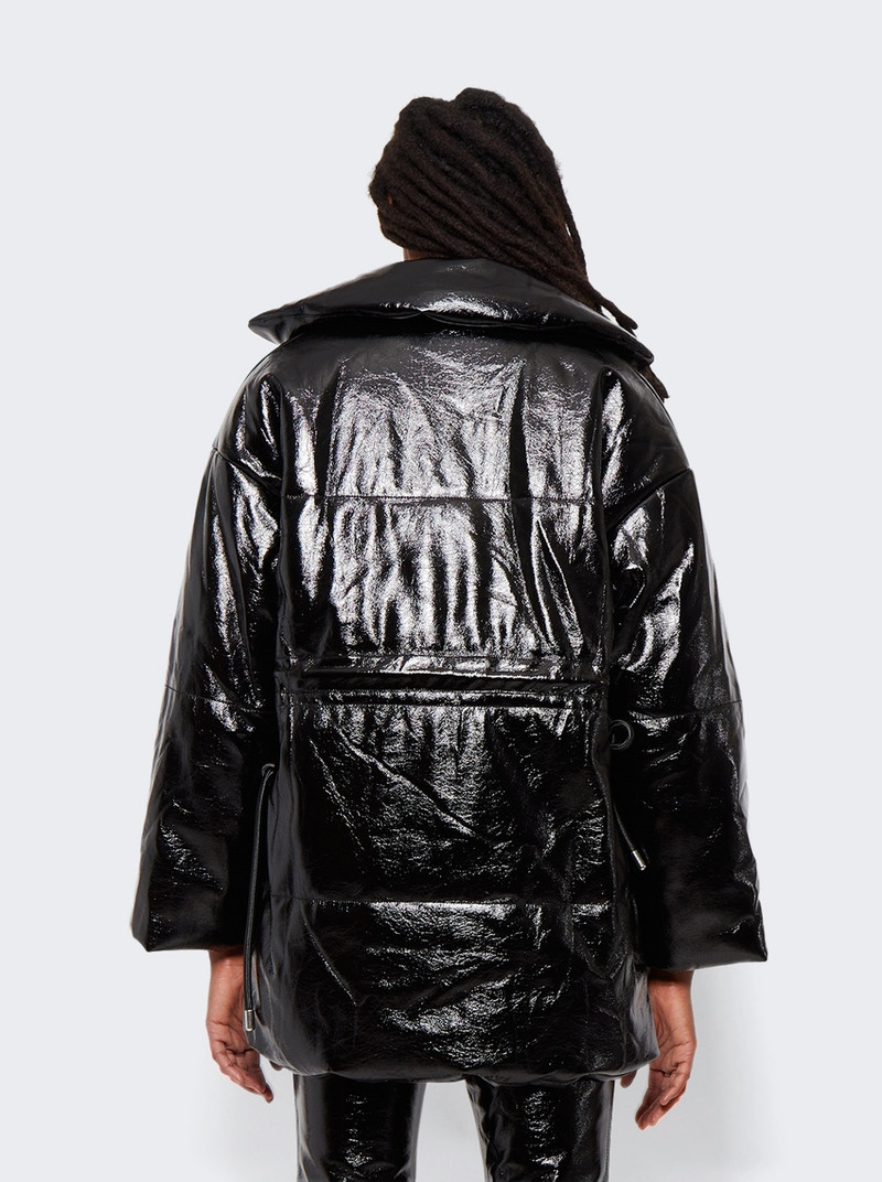 Lacquered Canvas Cropped Puffer Coat Black 5