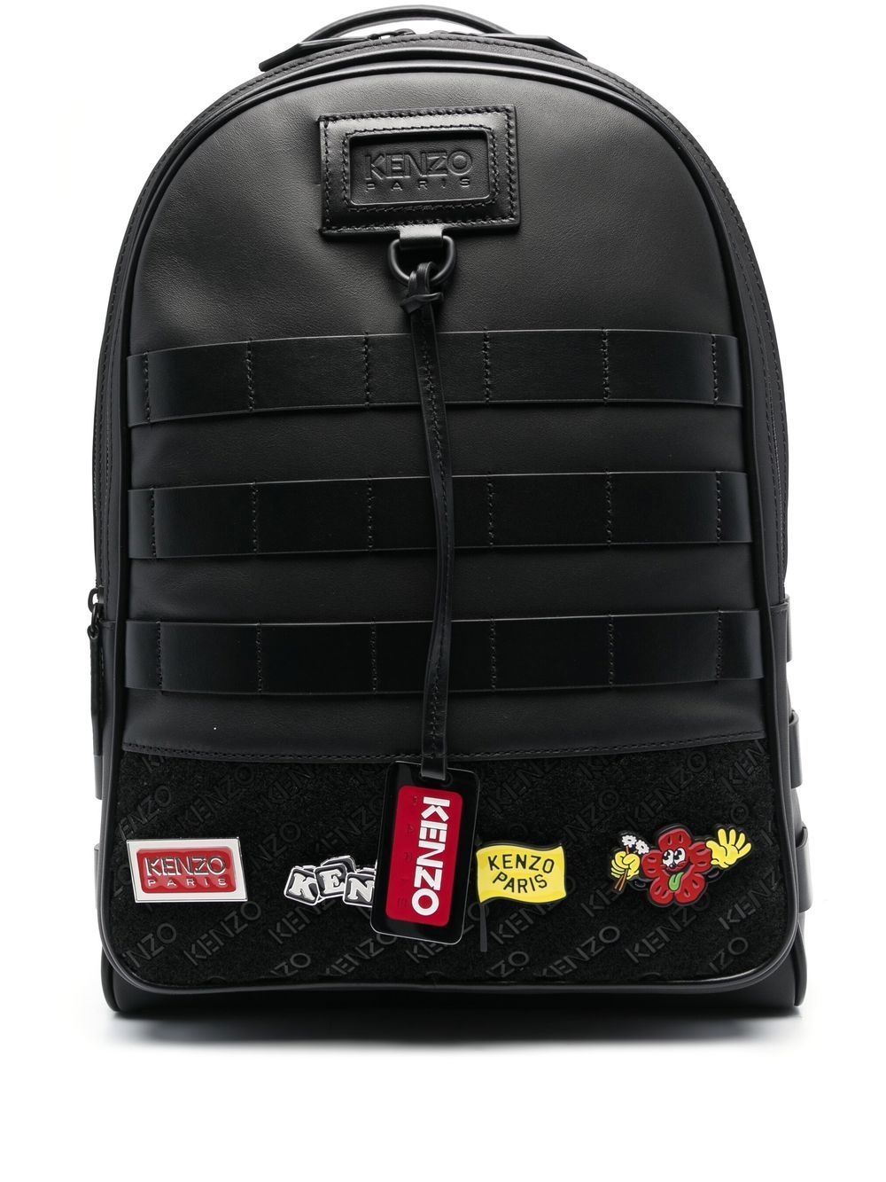 logo-embossed leather backpack - 1