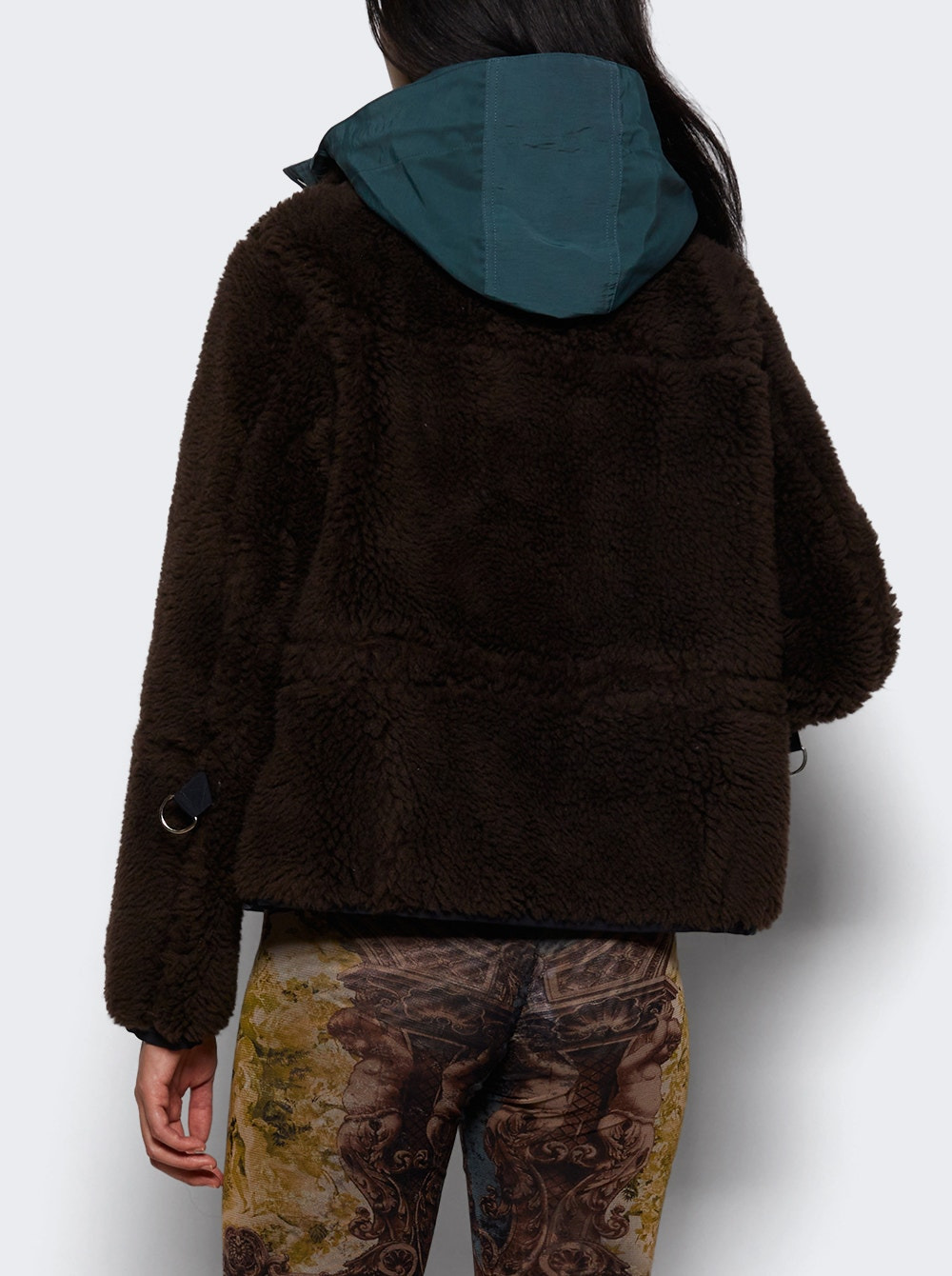 Faux Shearling And Grosgrain Blouson Brown And Green - 4