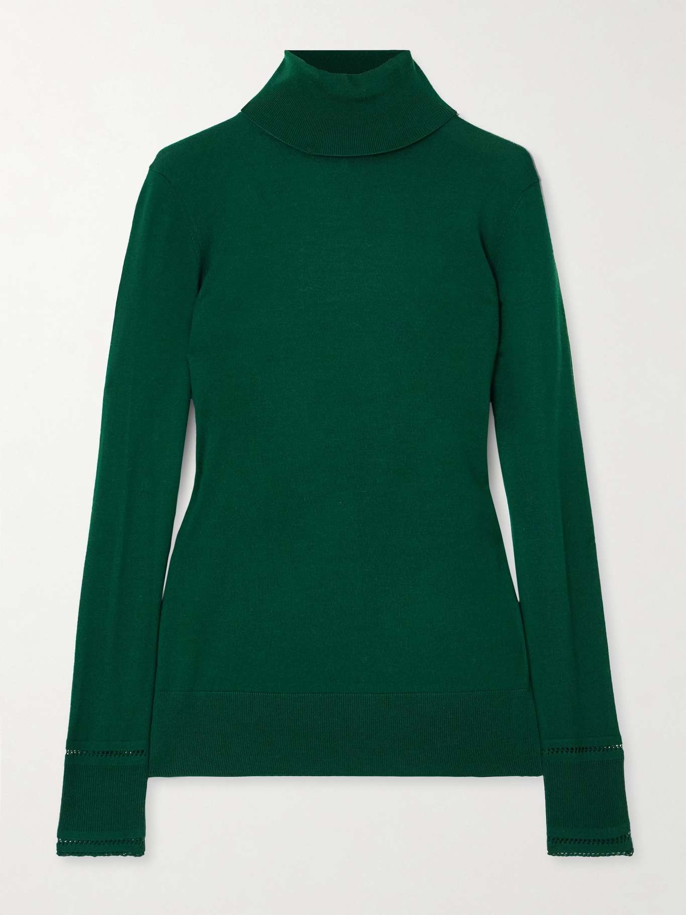 Pointelle-knit wool turtleneck sweater - 1