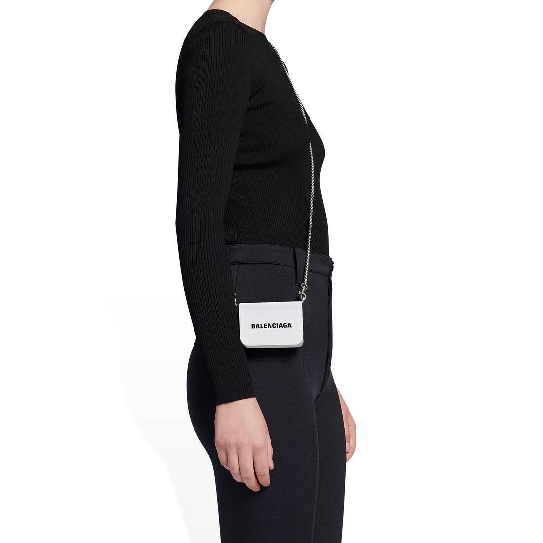 Women's Cash Mini Wallet On Chain in White/black - 2