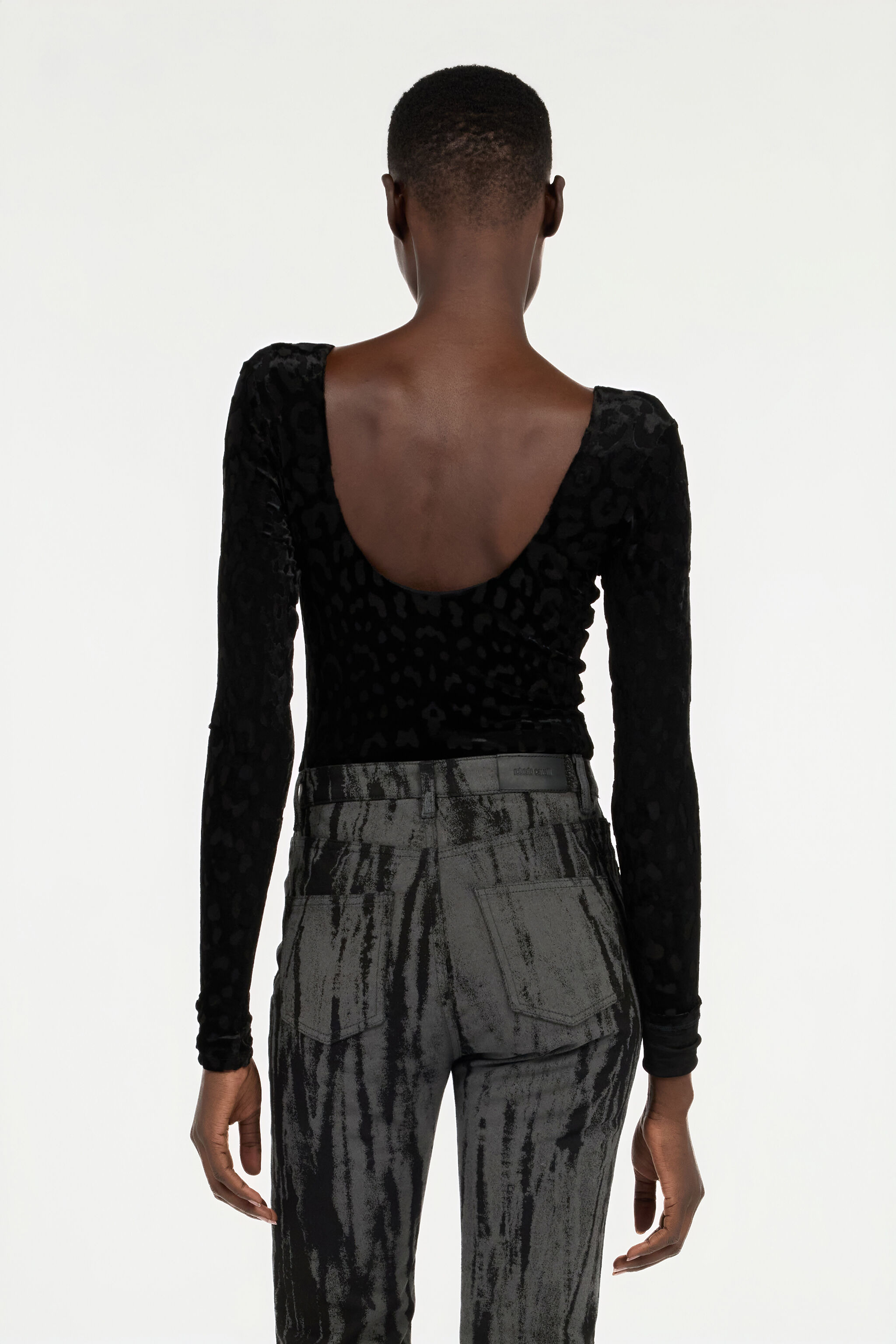 Black Bodysuit With Jaguar Skin Pattern - 4