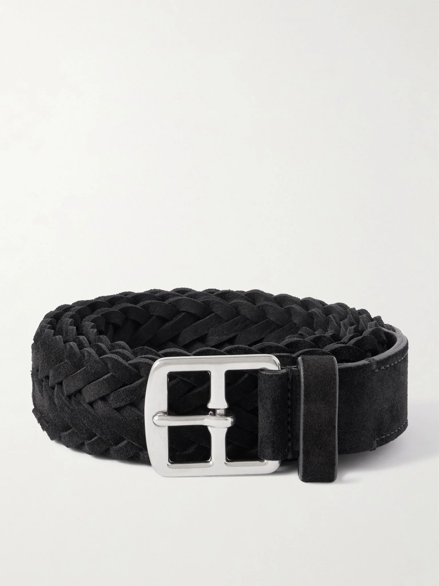 3.5cm Woven Suede Belt Black - 1