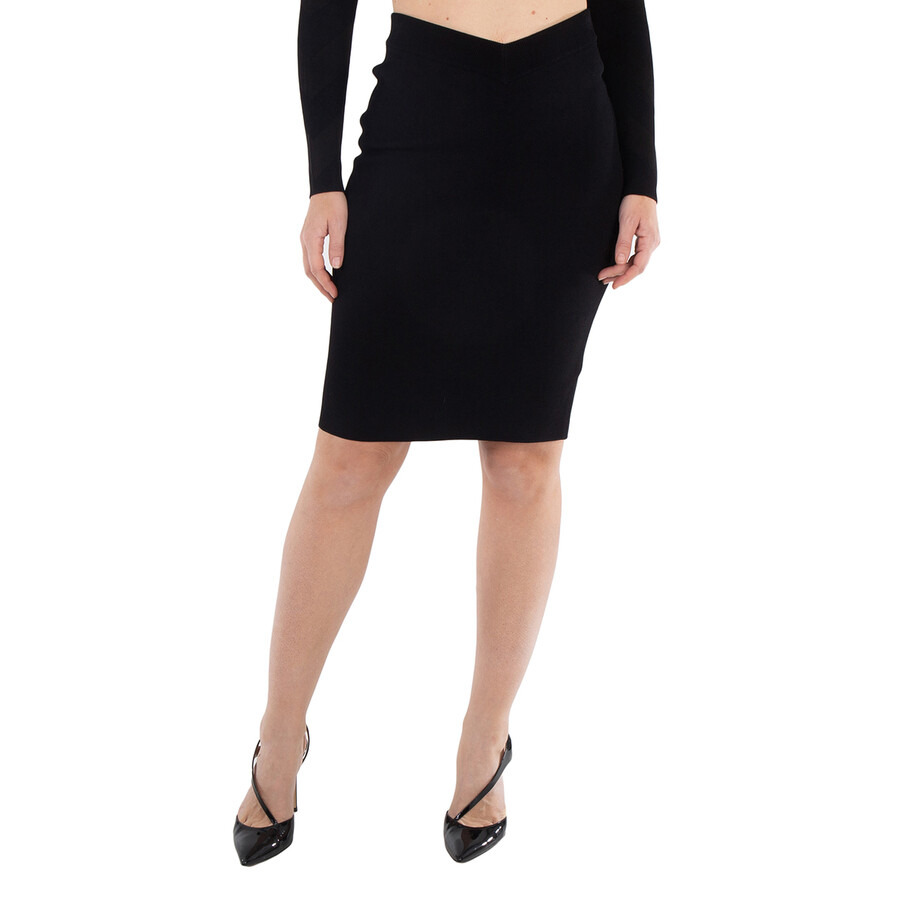 Burberry Ladies Black Octavia V-Waist Pencil Skirt - 1