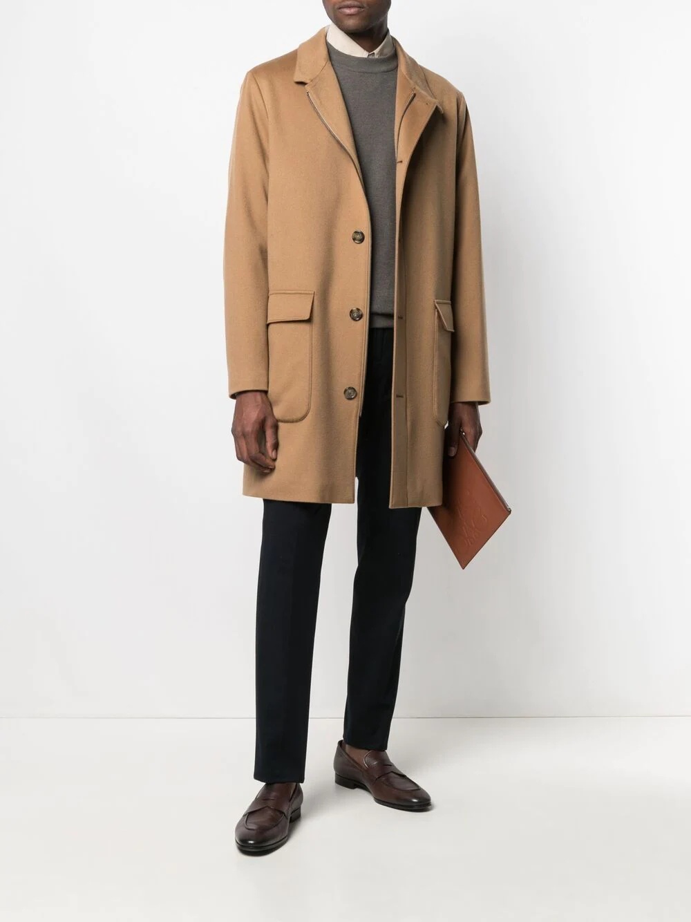 single-breasted mid-length coat - 2