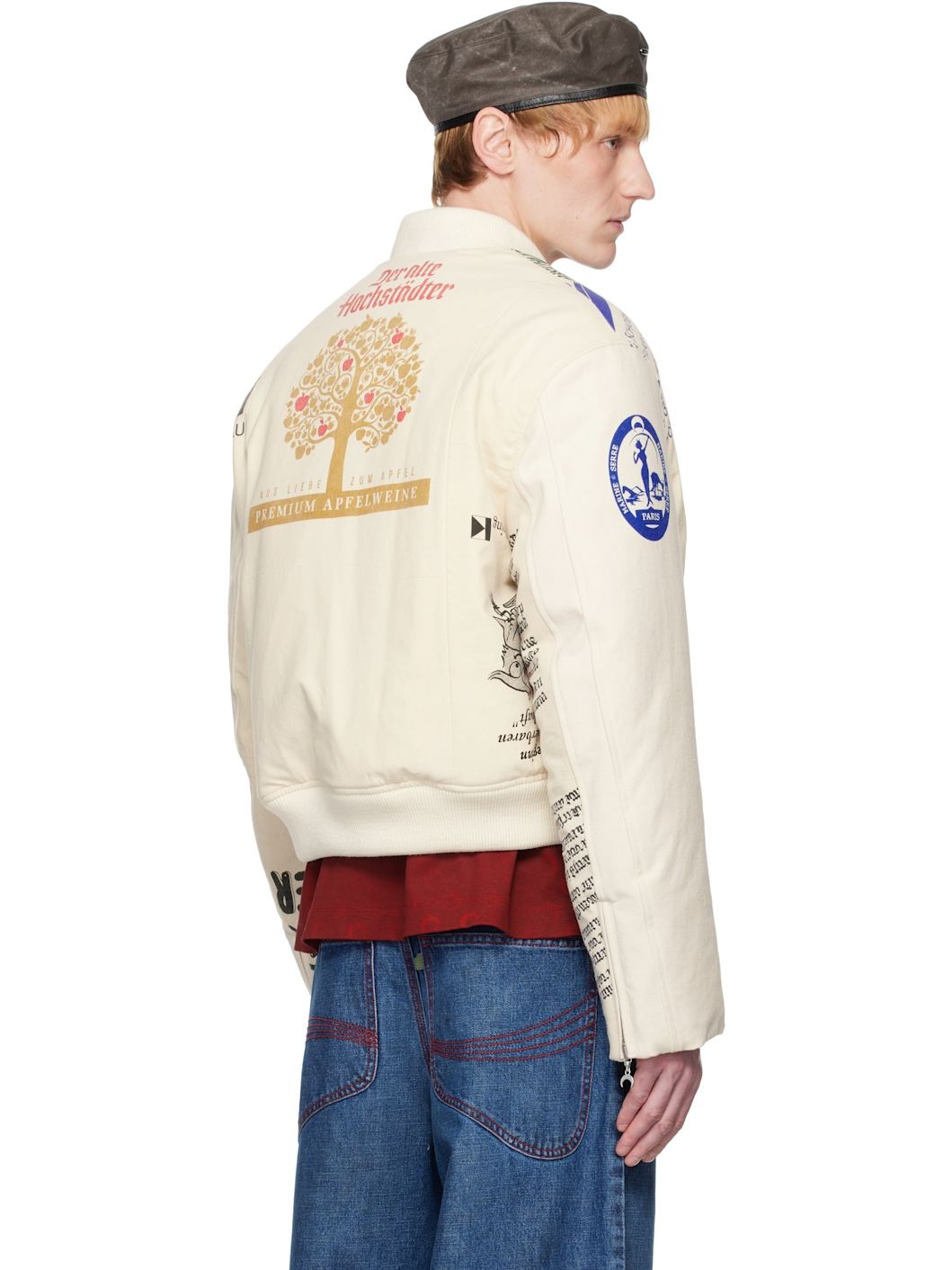 Beige Regenerated Tote Bags Bomber Jacket - 3
