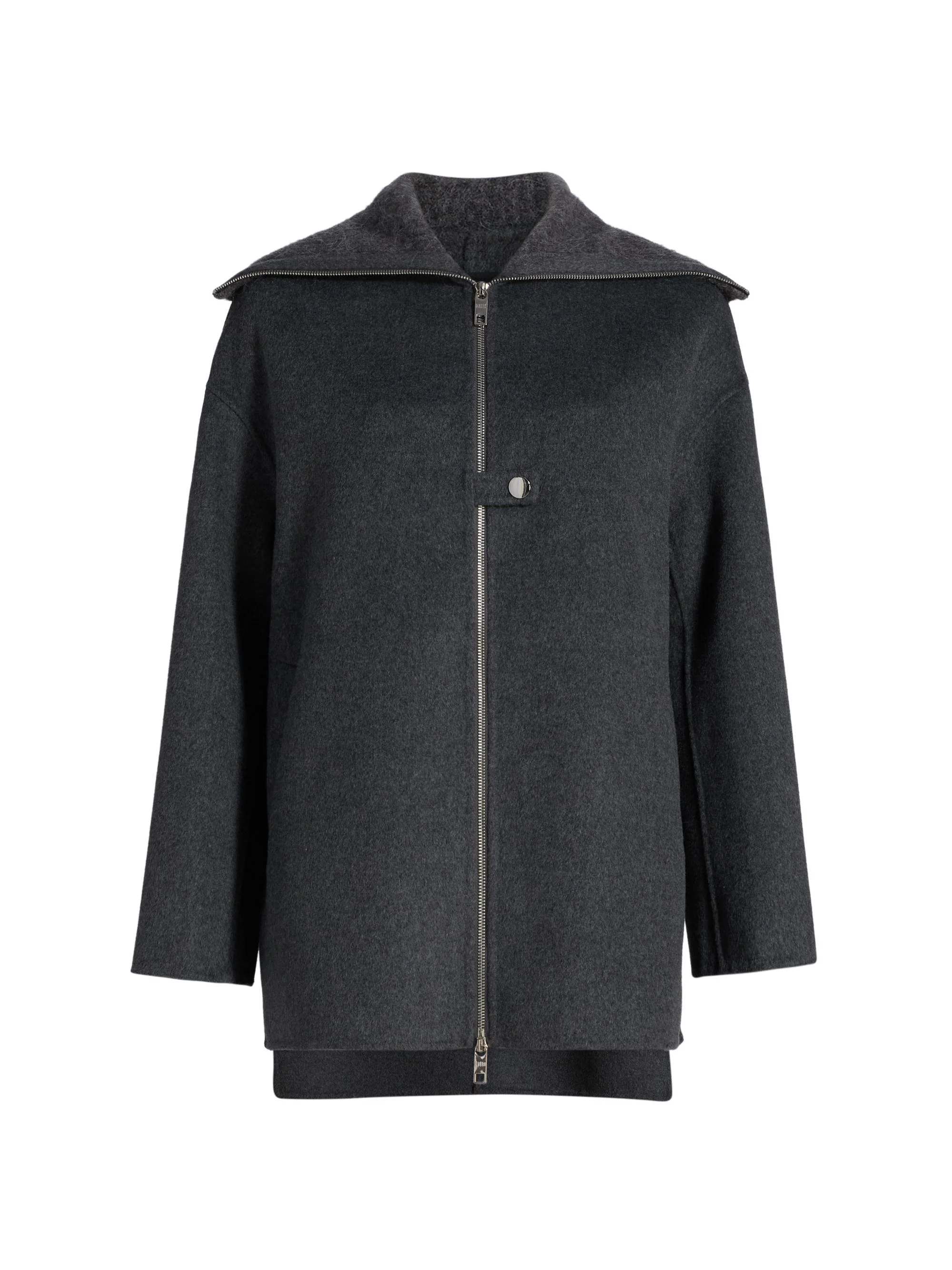 Women's Silves Wool-Blend Zip-Front Jacket - Charcoal - 1