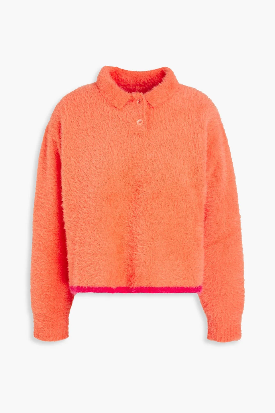 Brushed stretch-knit polo sweater - 1