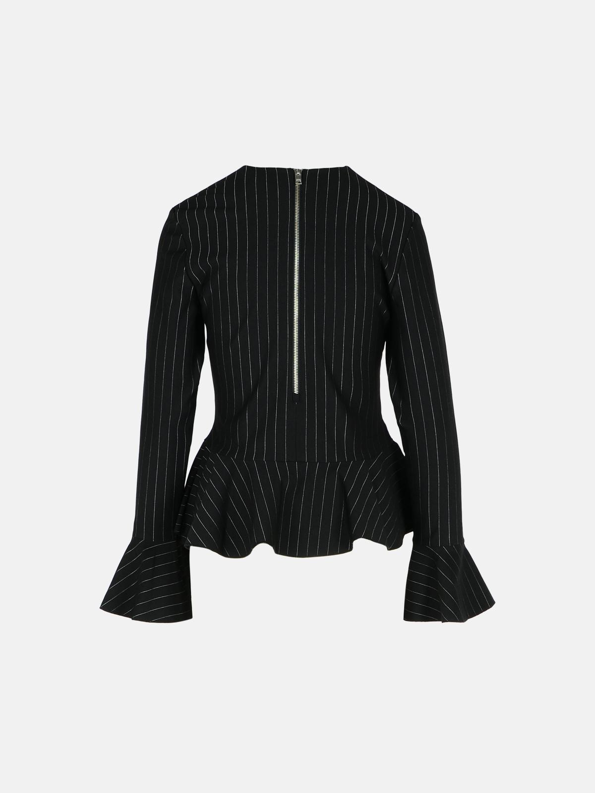 'PEPLUM' BLACK VISCOSE BLEND BLOUSE - 3