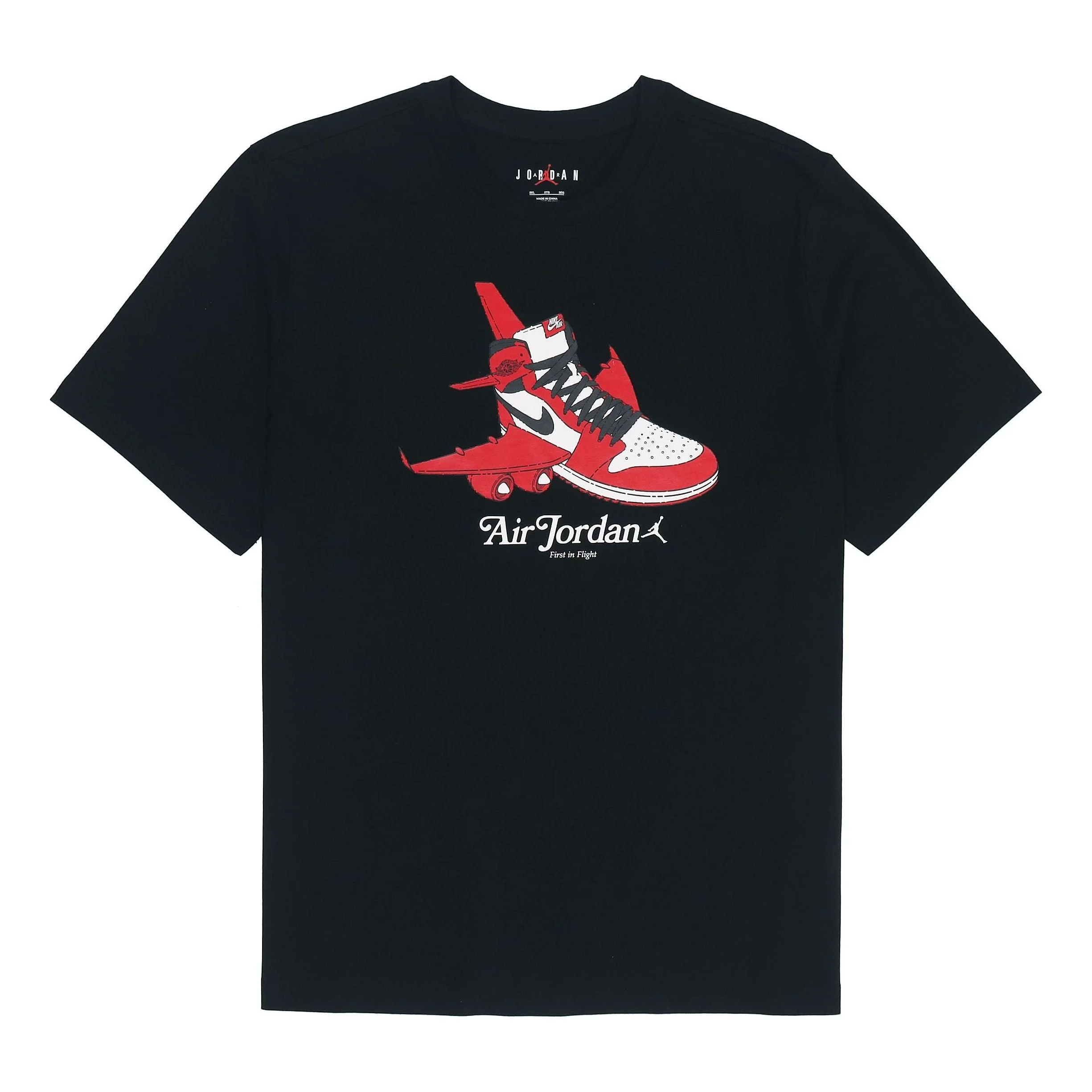 Men's Air Jordan Logo Pattern Printing Basketball Training Sports Short Sleeve Black T-Shirt DN1443- - 1