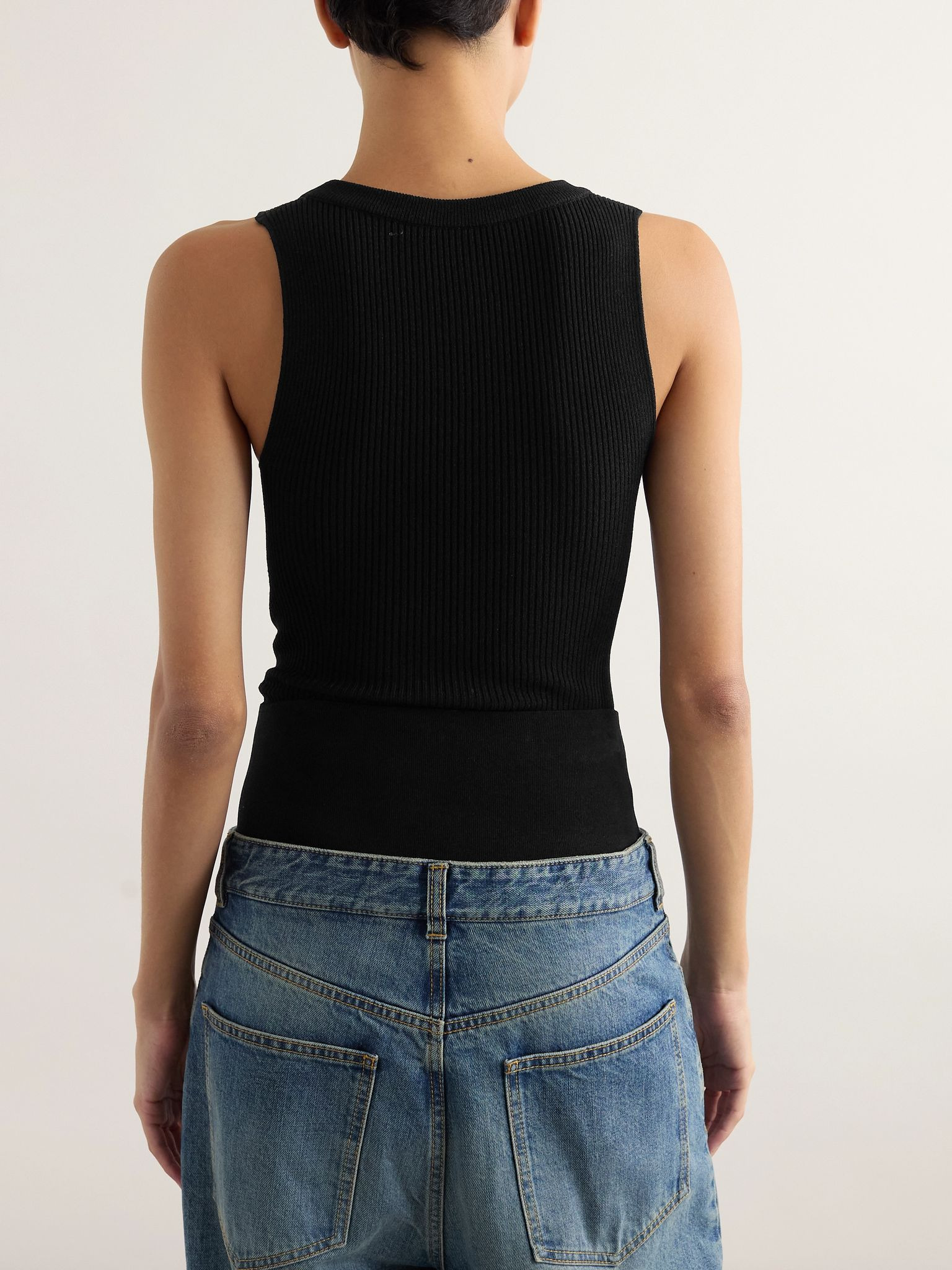 Ribbed-knit bodysuit Black - 3