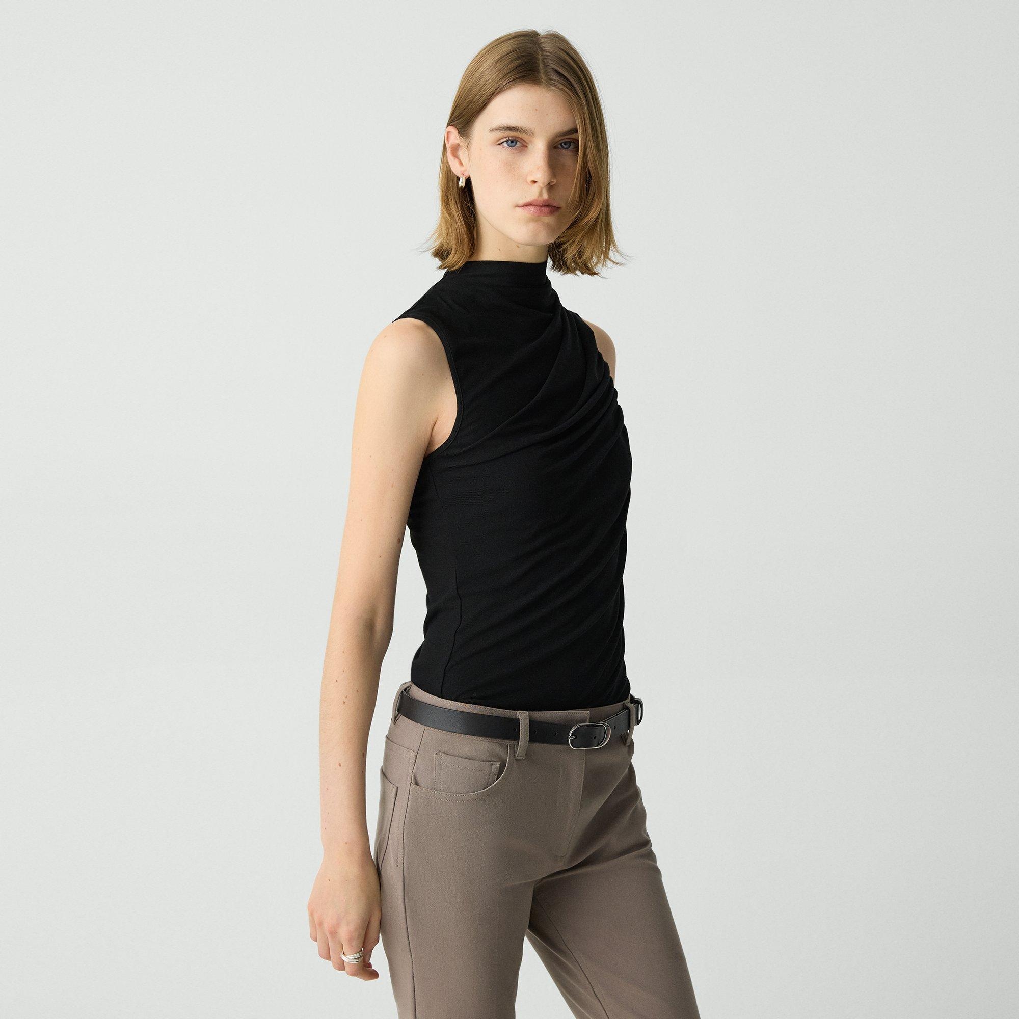 Draped Sleeveless Top in Ribbed Viscose - 3