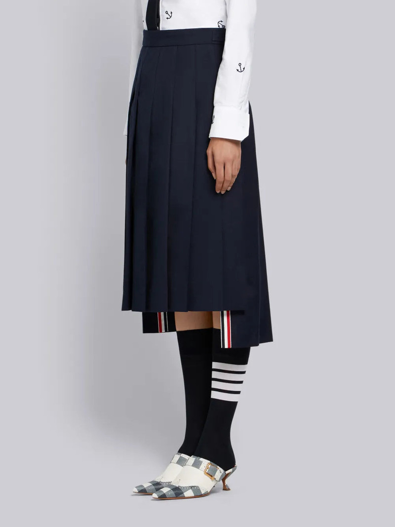 Thom Browne SCHOOL UNIFORM PLAIN WEAVE CLASSIC MIDI PLEATED SKIRT outlook