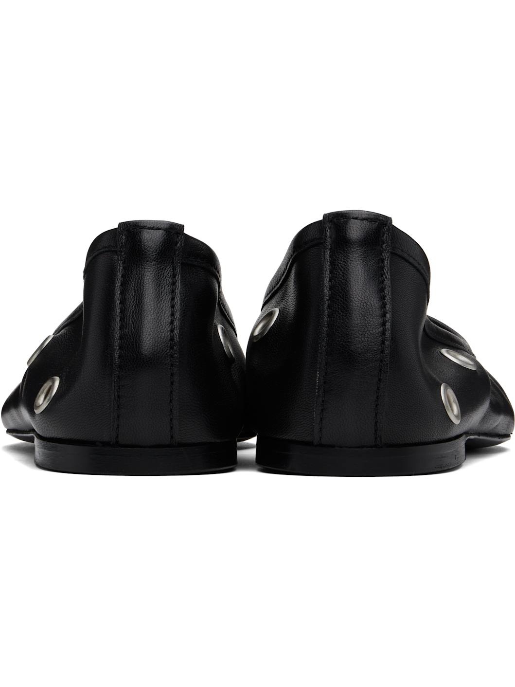 Black Eyelet Ballerina Flats - 2