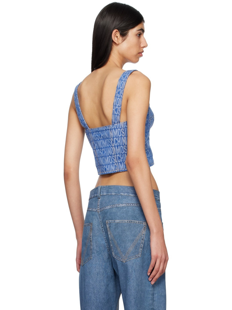monogram-print denim corset 3
