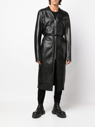 Rick Owens zip-up leather coat outlook