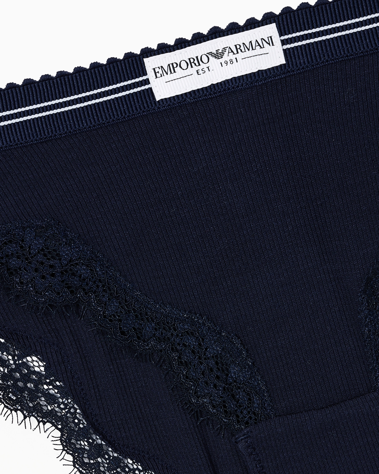 RIBBED FABRIC BRIEFS WITH LACE DETAIL - 4