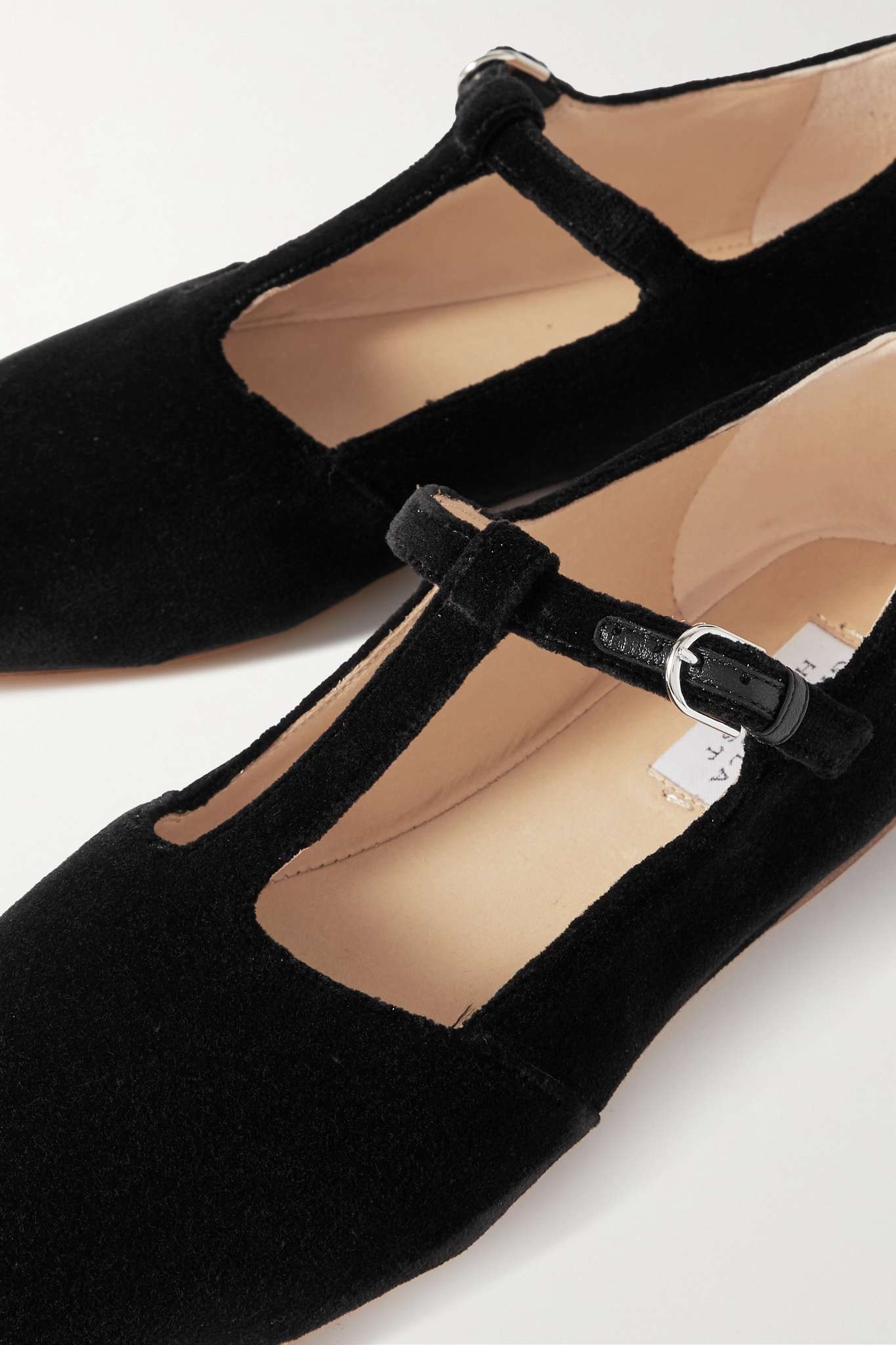 + NET SUSTAIN Lola Ballerina organic cotton-velvet Mary Jane point-toe flats - 4