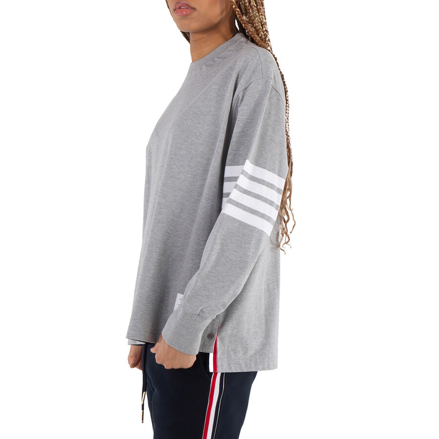 Thom Browne 4-Bar Long-Sleeve Cotton Jersey Ruby T-Shirt - 2
