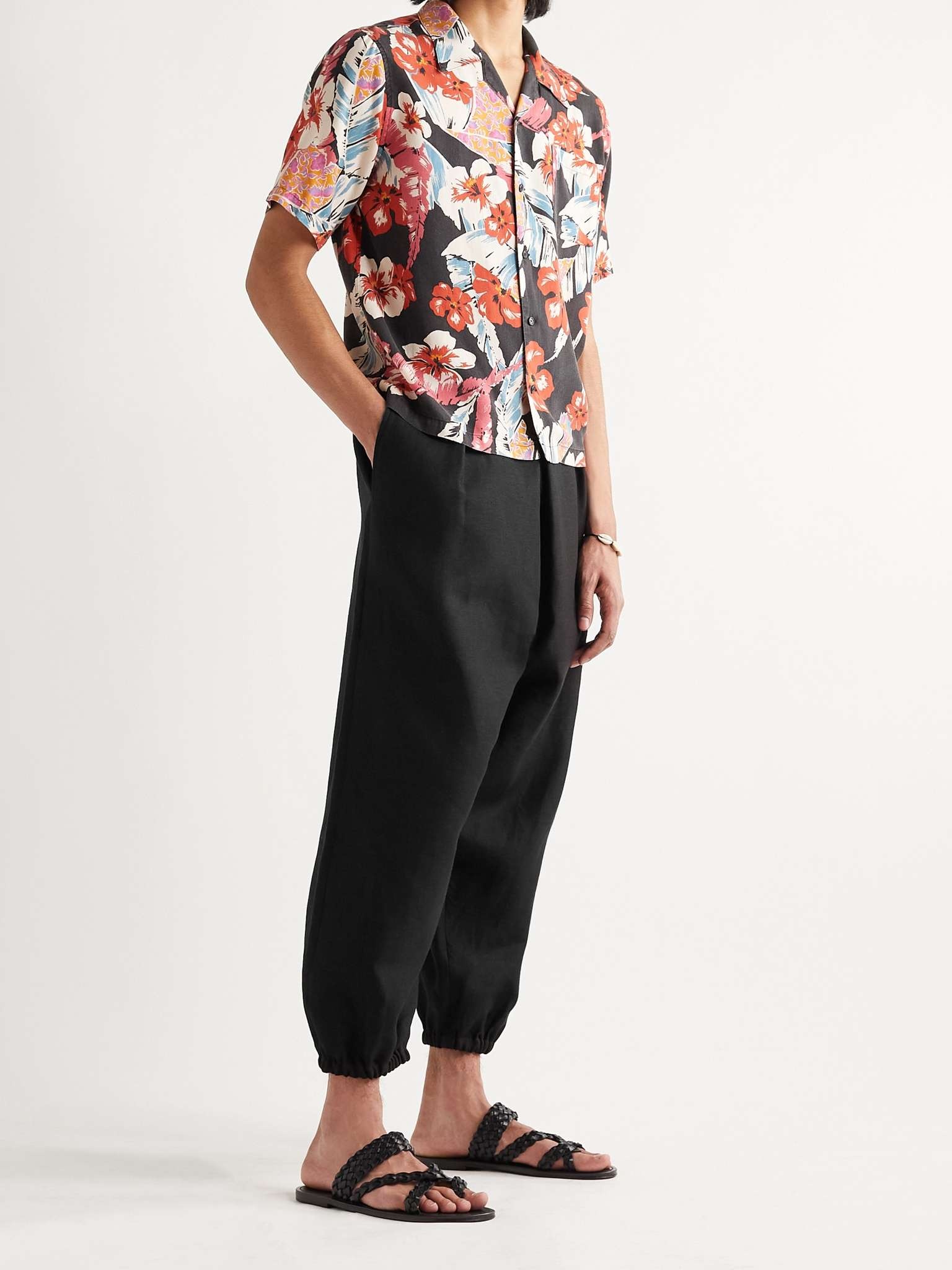 Tapered Pleated Linen and Cotton-Blend Trousers - 2