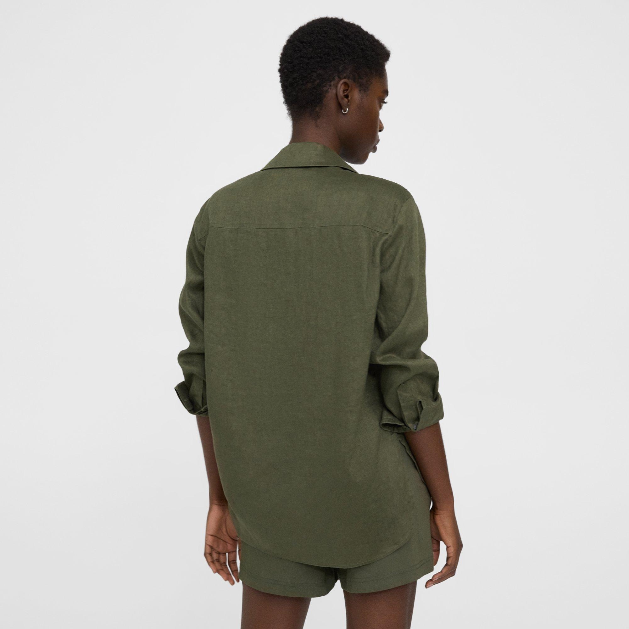 Oversized Patch Pocket Shirt in Relaxed Linen - 5