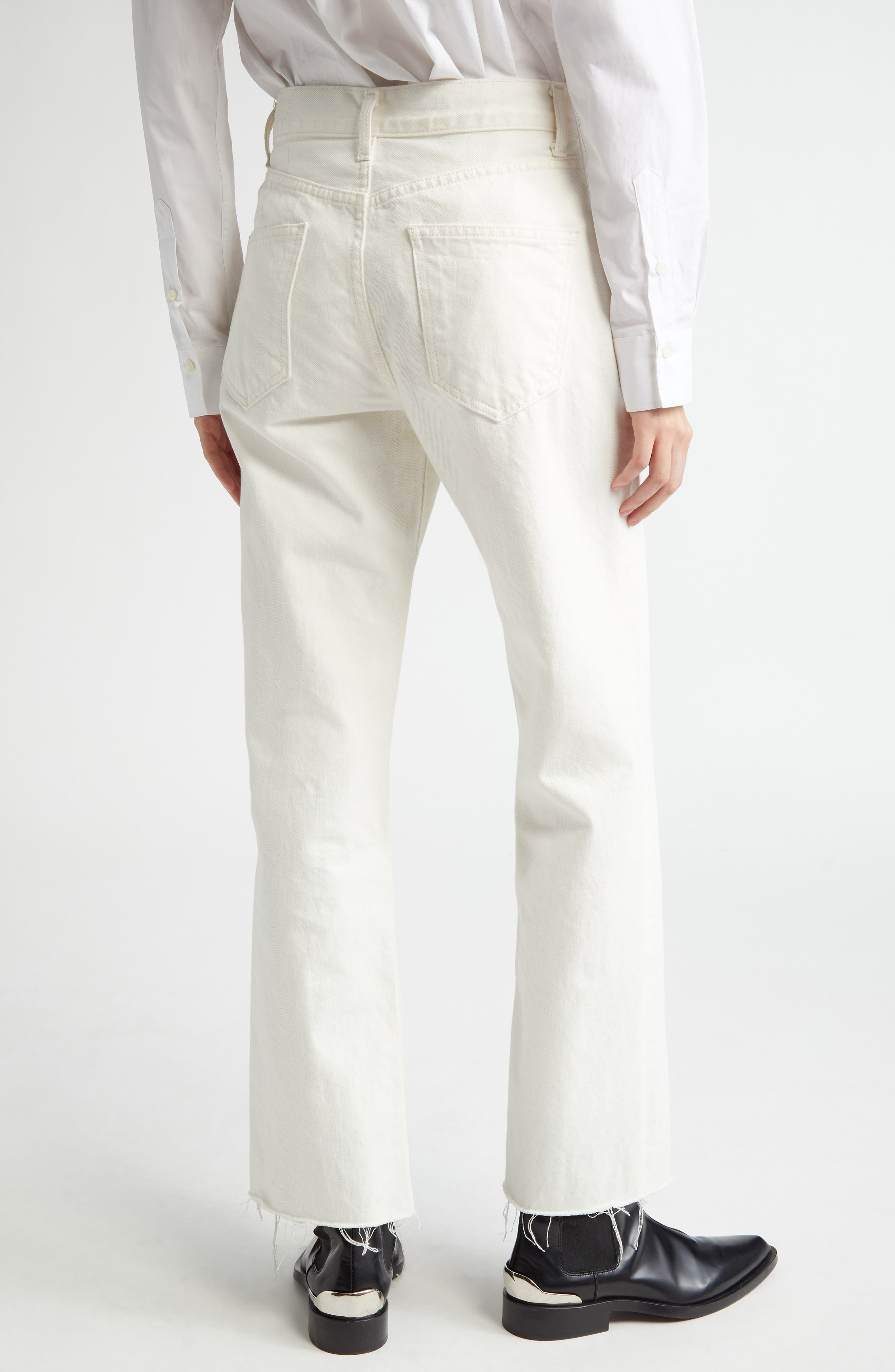 Nili Lotan Calla Straight Leg Jeans in Cream at Nordstrom - 3