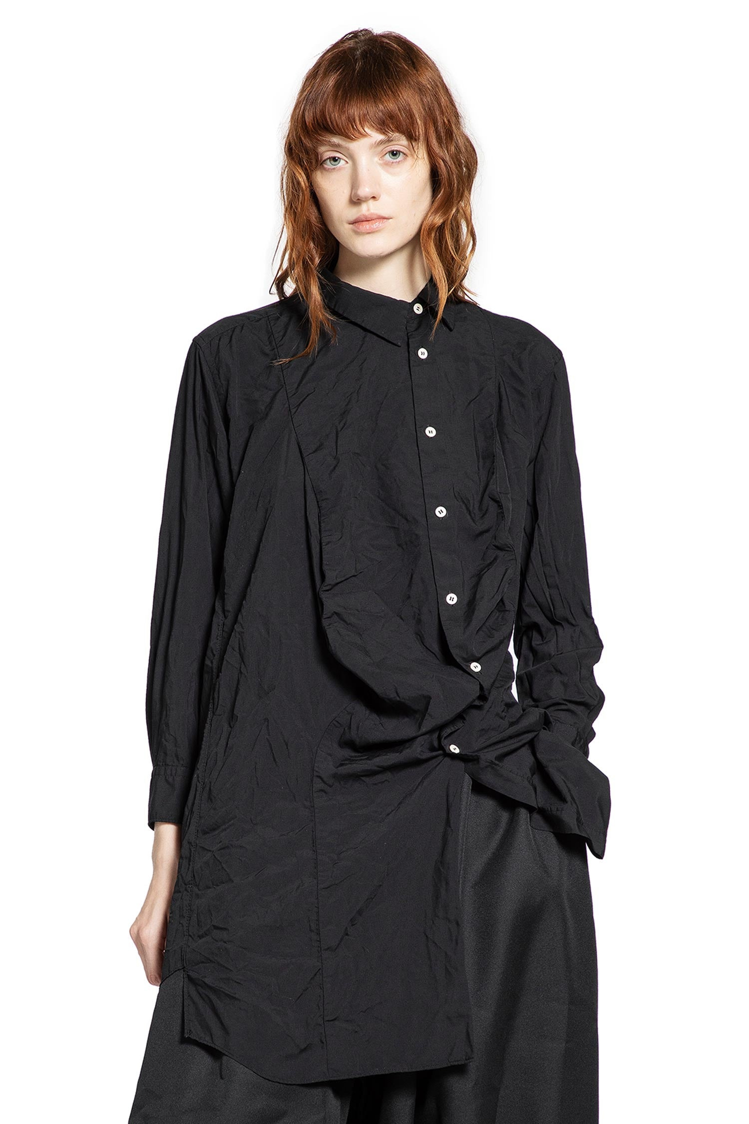 Long Asymmetric Crinkled Nylon Shirt - 6