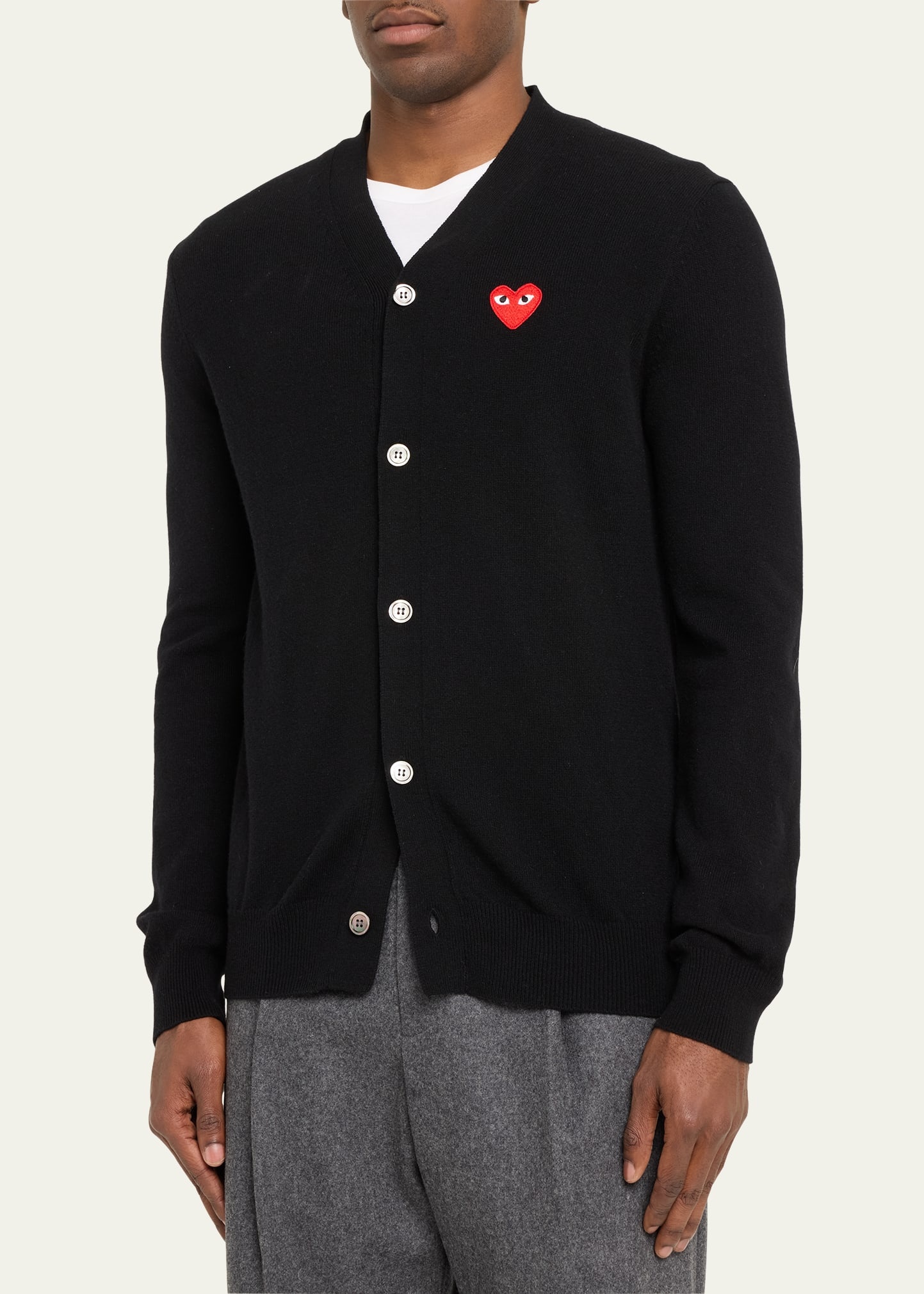 Men's Small Heart Wool Cardigan Sweater - 4