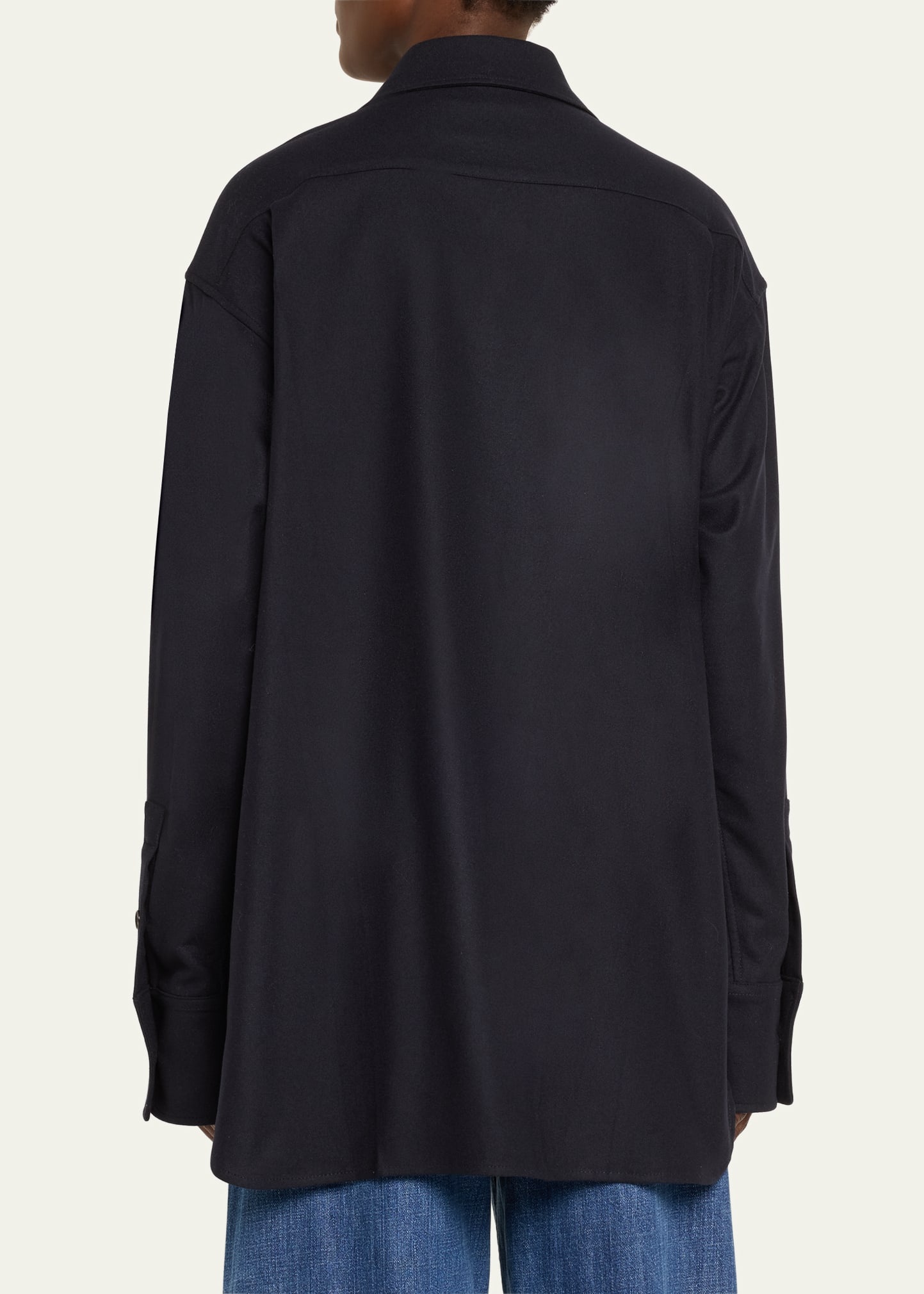 Oversized Button Down Wool Cashmere Top - 3