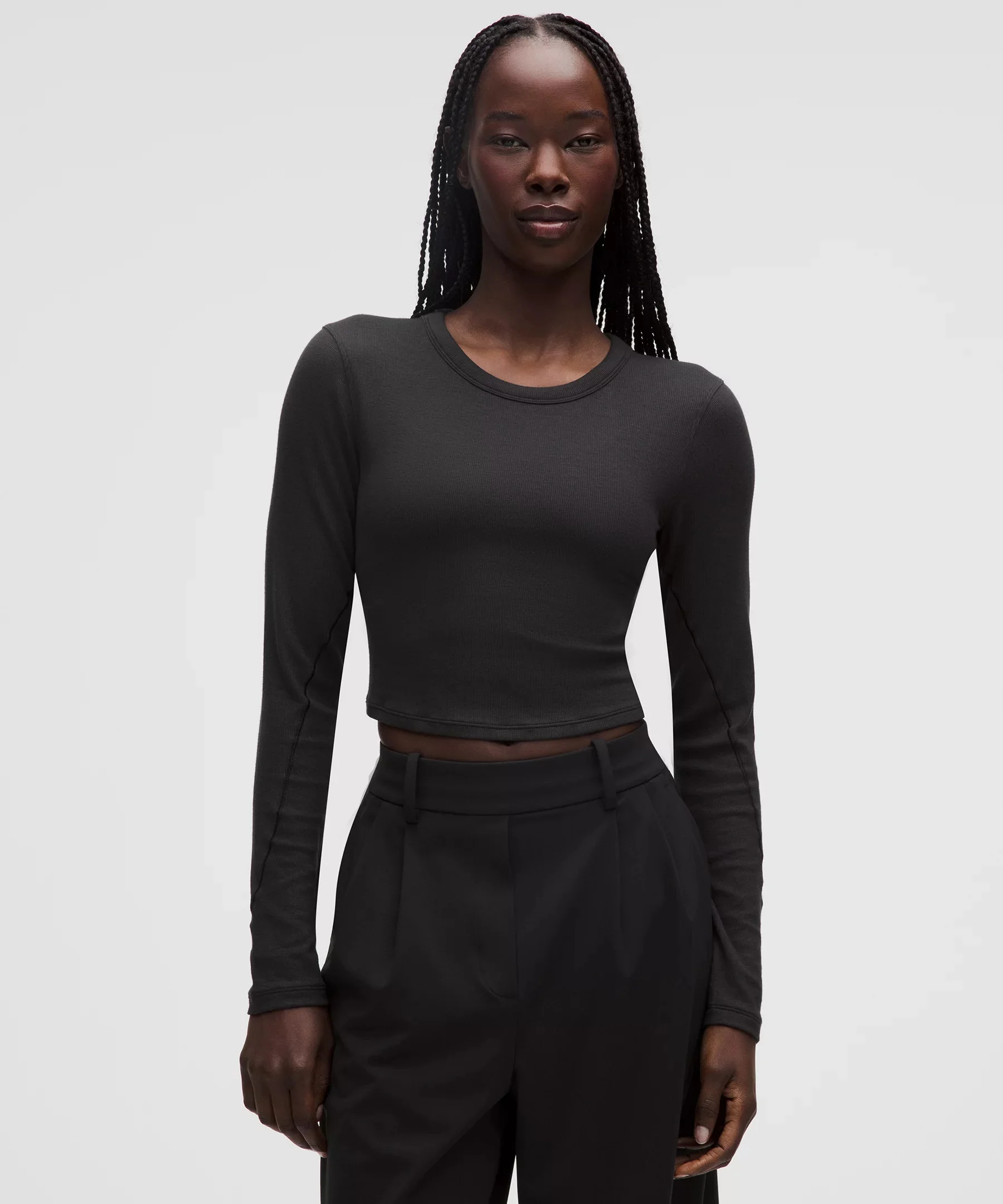 Hold Tight Straight-Hem Cropped Long-Sleeve Shirt - 1