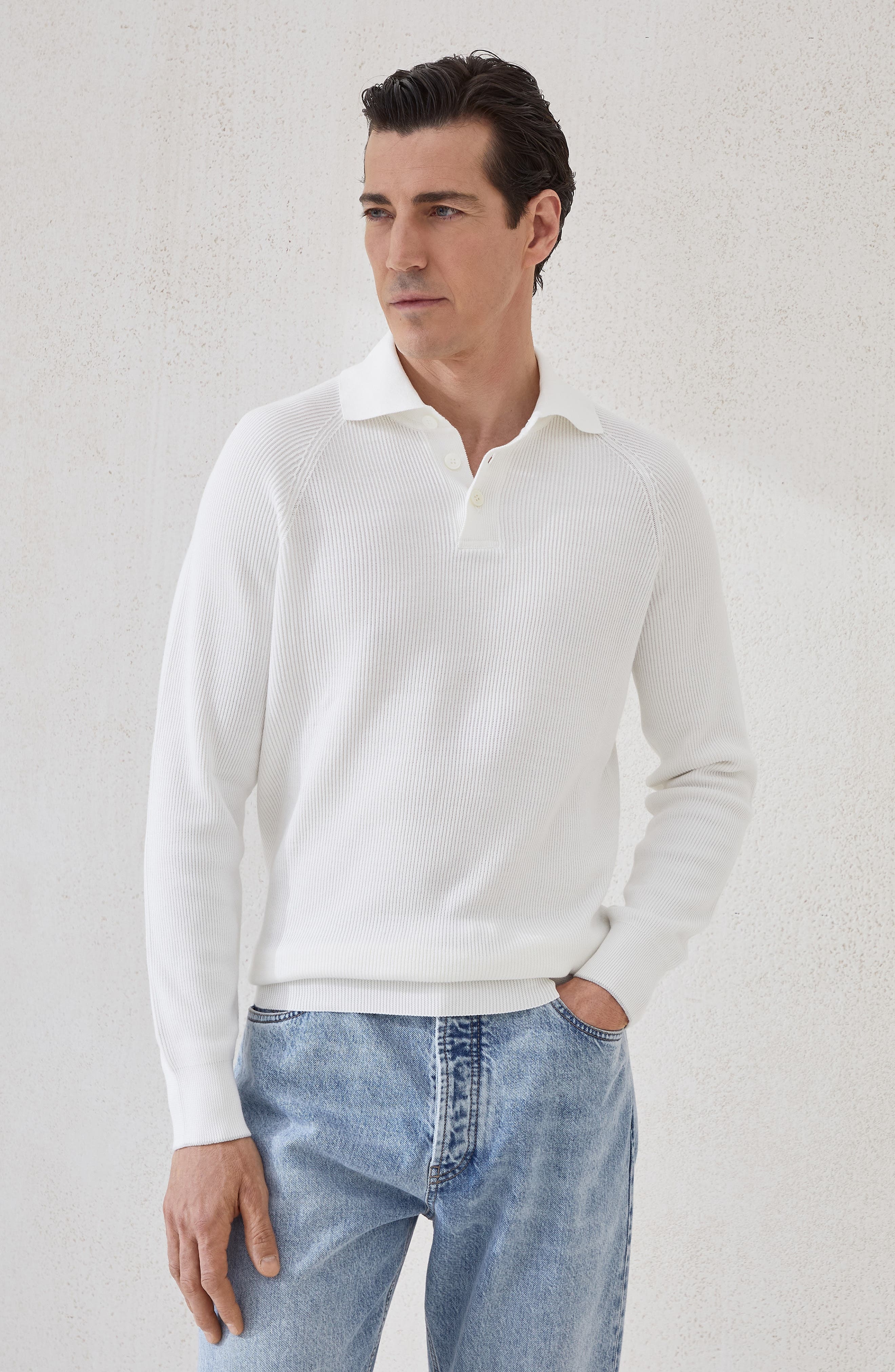 Brunello Cucinelli Polo-style sweater in Panama at Nordstrom - 2