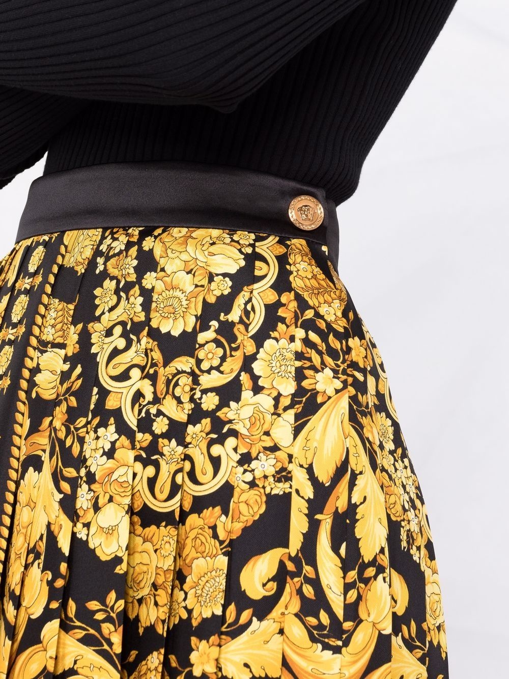baroque-print pleated skirt - 3