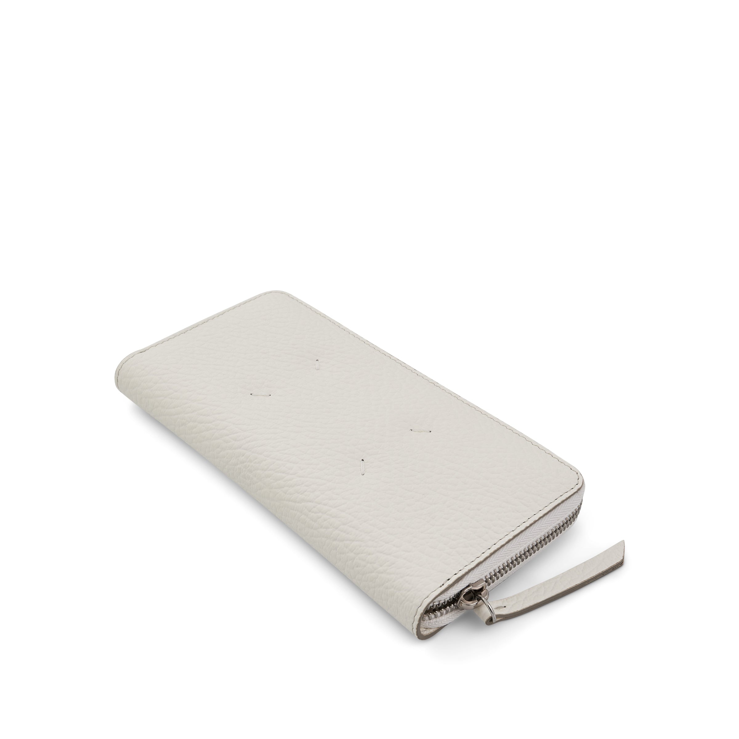 Four Stitches Zip Around Wallet in White - 3