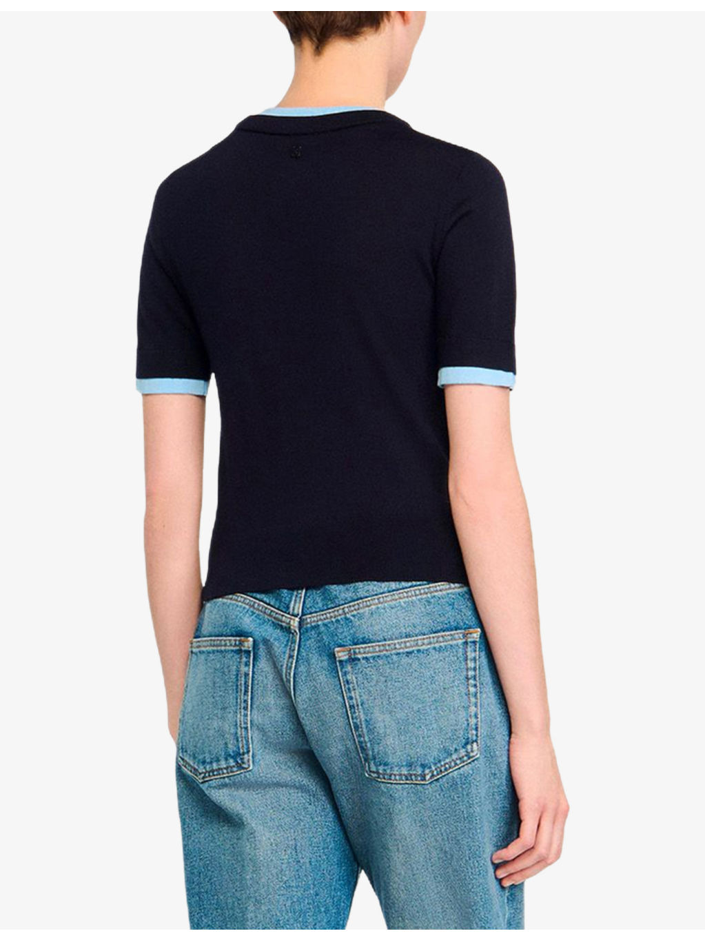 Short-Sleeved Knitted Wool Jumper - 4