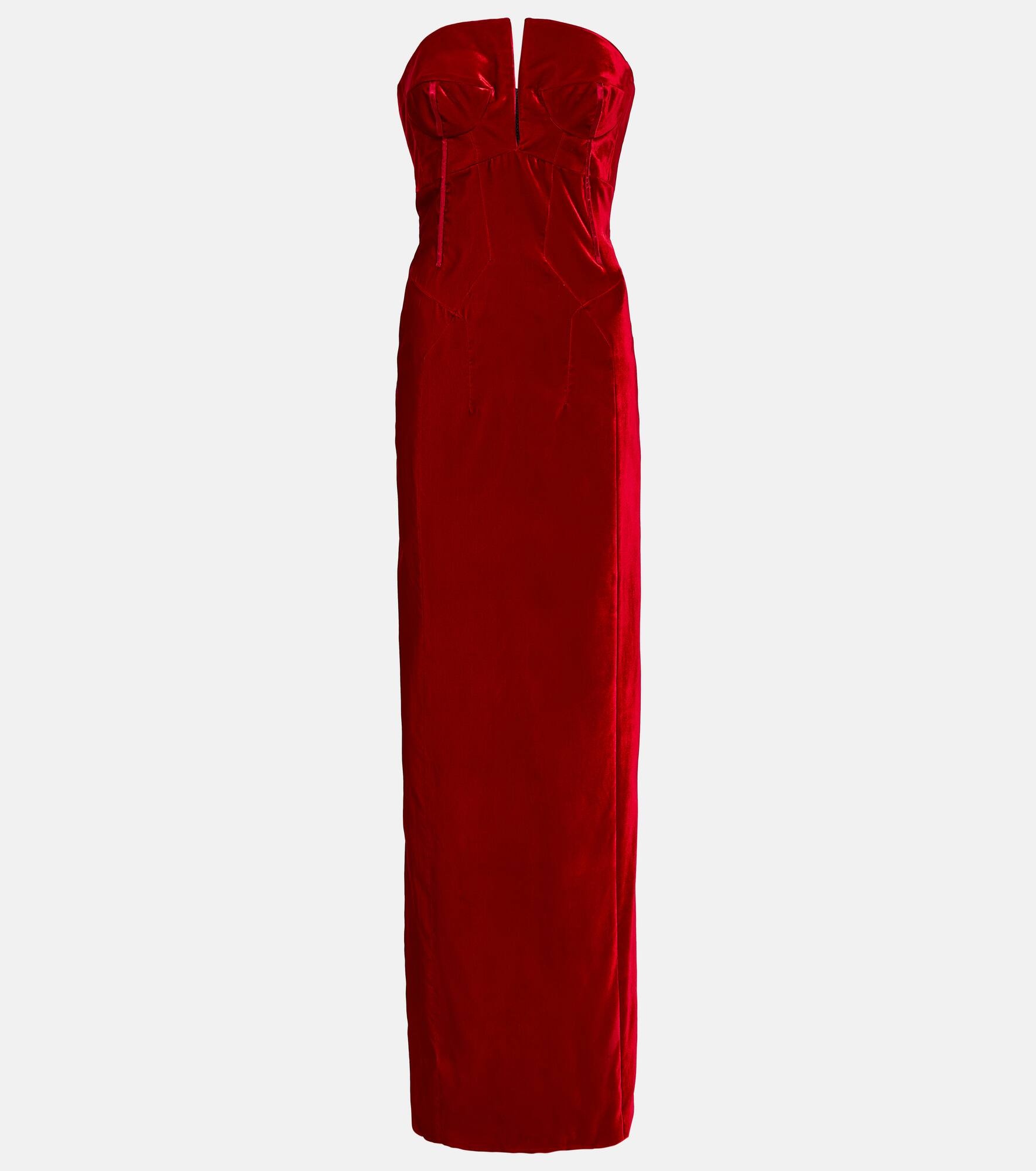 Strapless velvet gown - 1