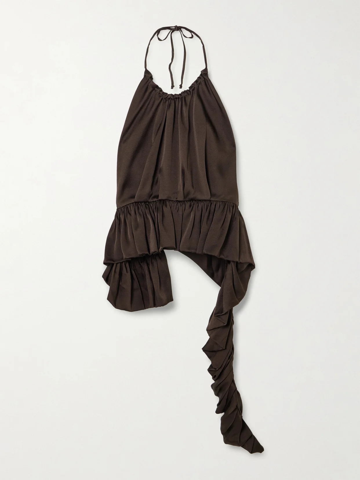 Tamara Satin-crepe Peplum Halterneck Top - 1