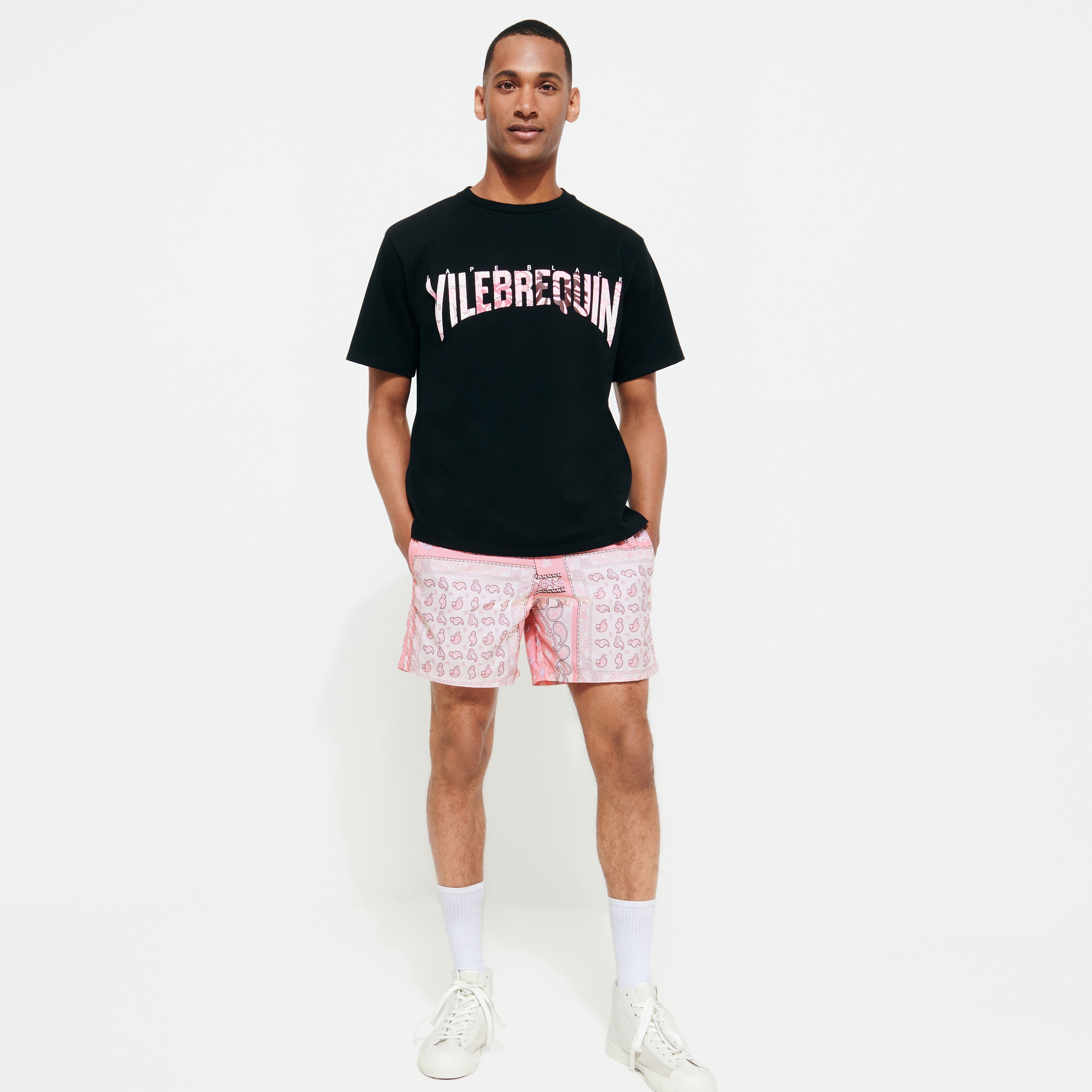 Men T-Shirt Bandana Logo Printed - Vilebrequin x BAPE® BLACK - 5