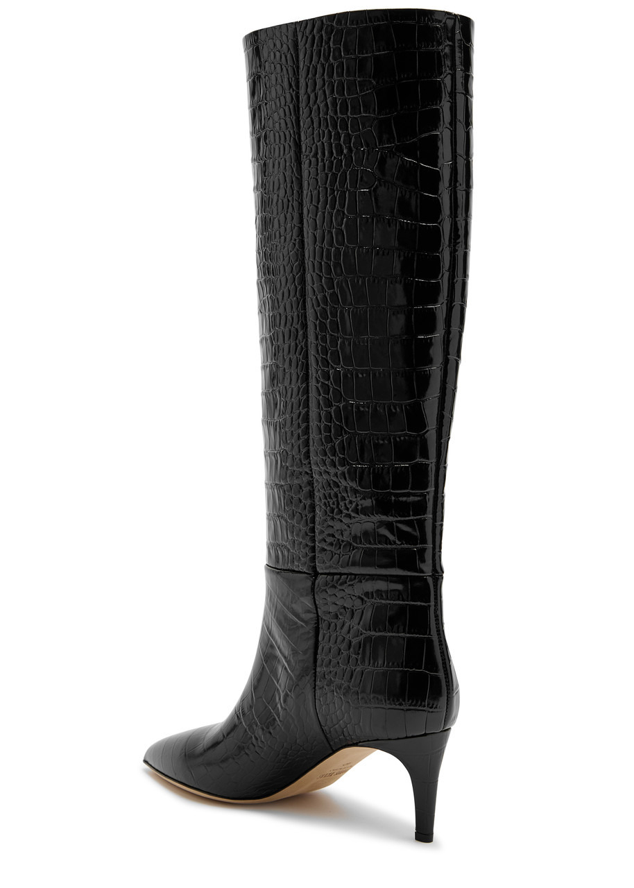 Paris Texas Stiletto 60 Crocodile-effect Leather Knee-high Boots - 2