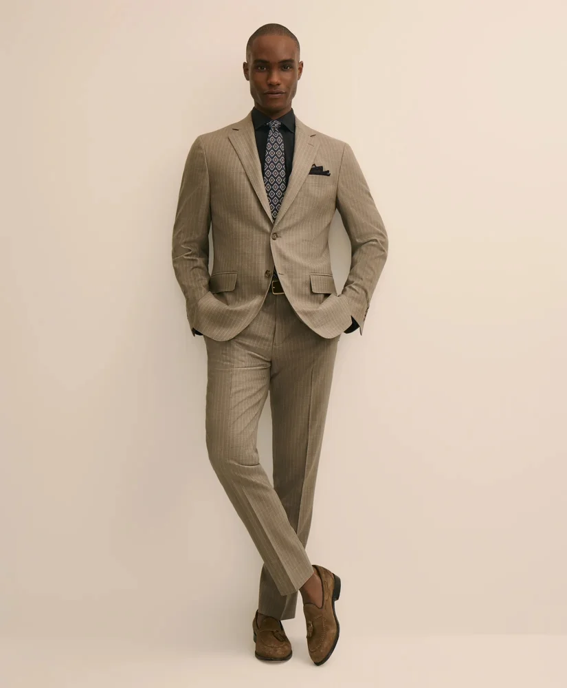 Brooks Brothers Explorer Collection Slim Fit Wool Stripe Suit Pants - 1