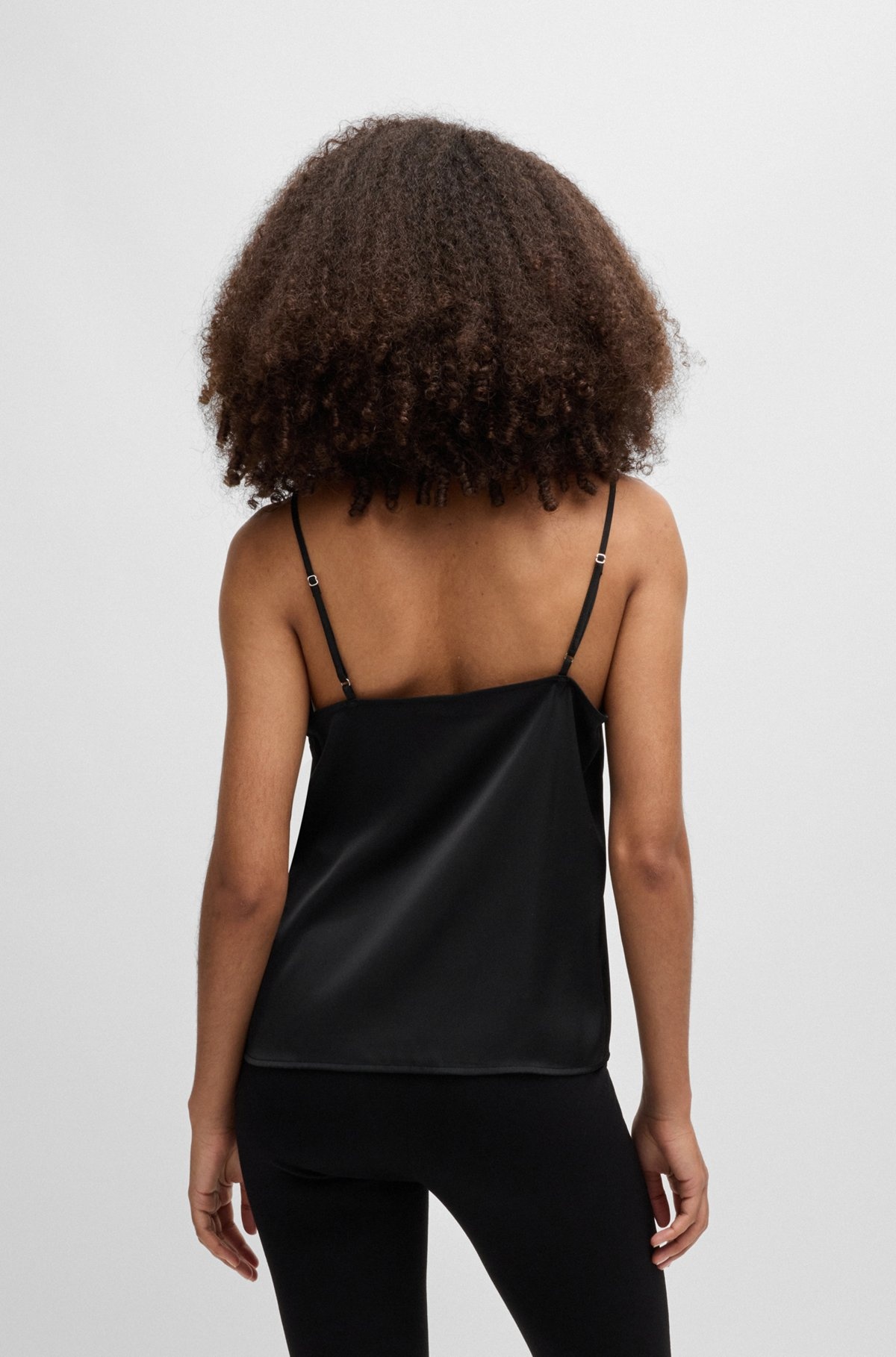 HAMMERED-SATIN CAMISOLE WITH LACE INSERT - 5