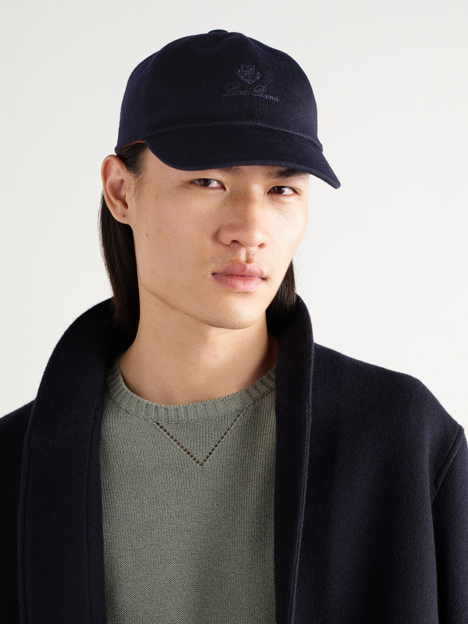 Logo-Embroidered Storm System Baby Cashmere Baseball Cap Navy - 2