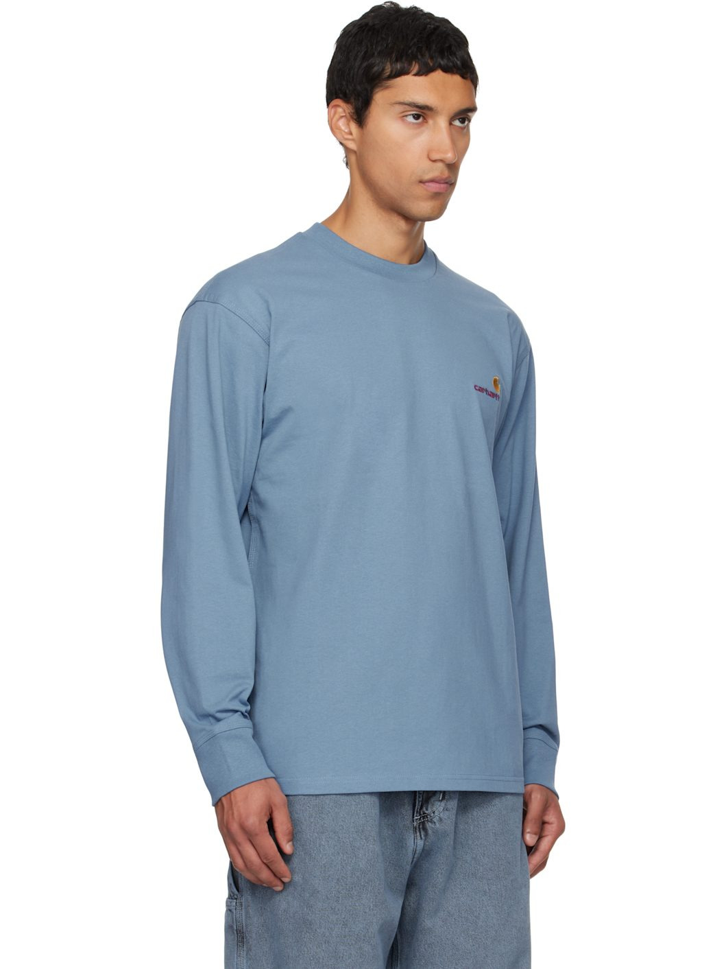 Blue American Script Long Sleeve T-shirt - 2